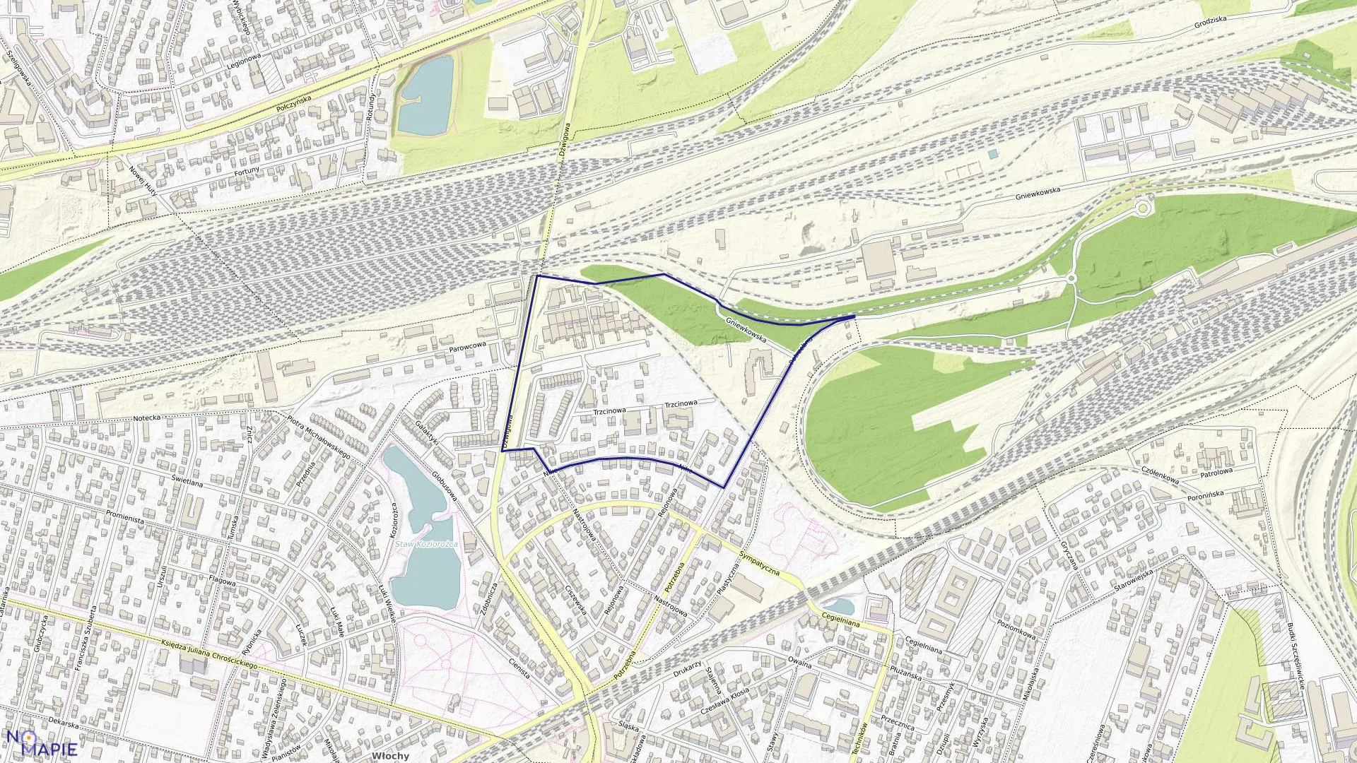 Mapa obrębu 2-08-02 w mieście Warszawa