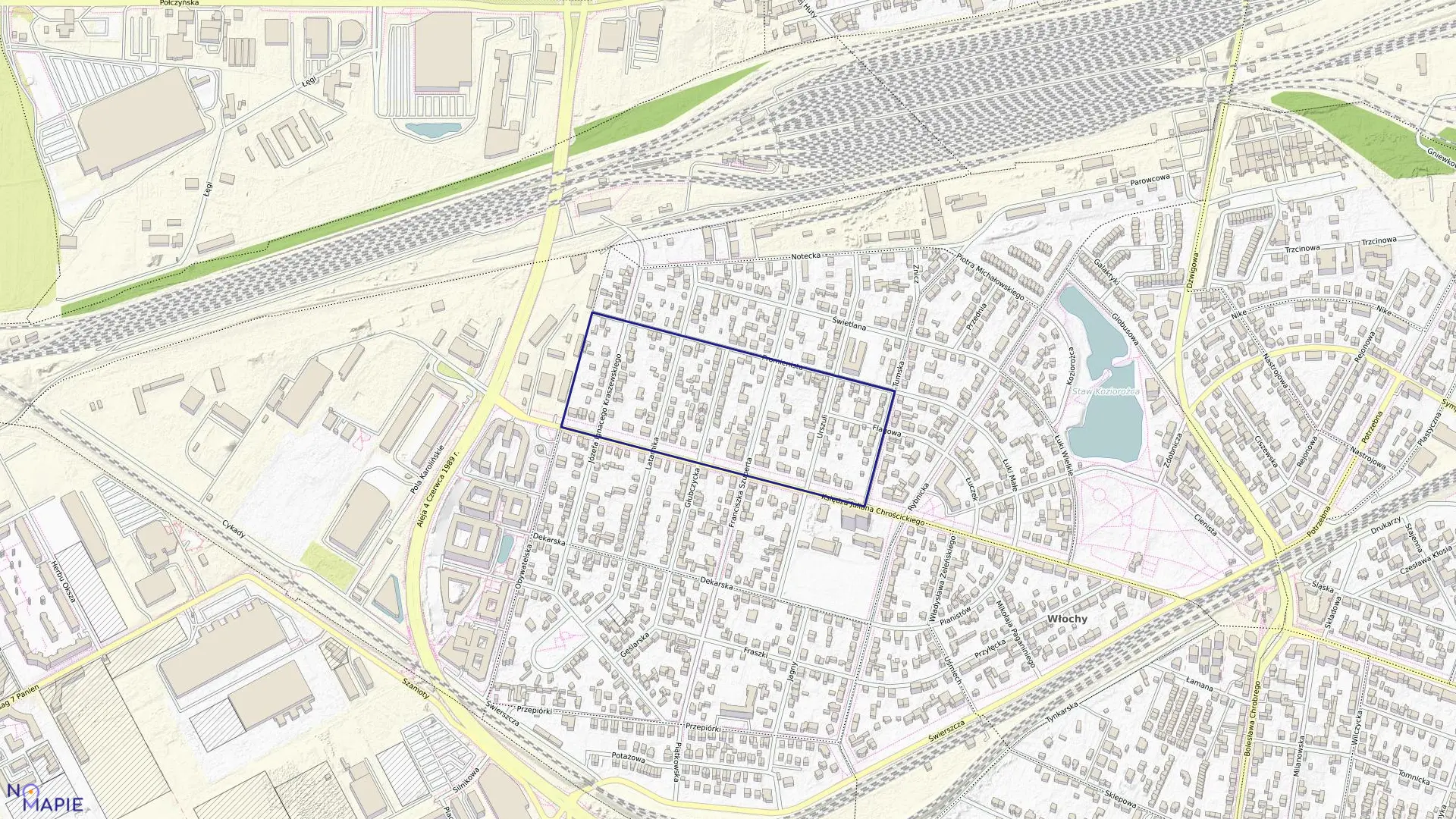 Mapa obrębu 2-08-05 w mieście Warszawa