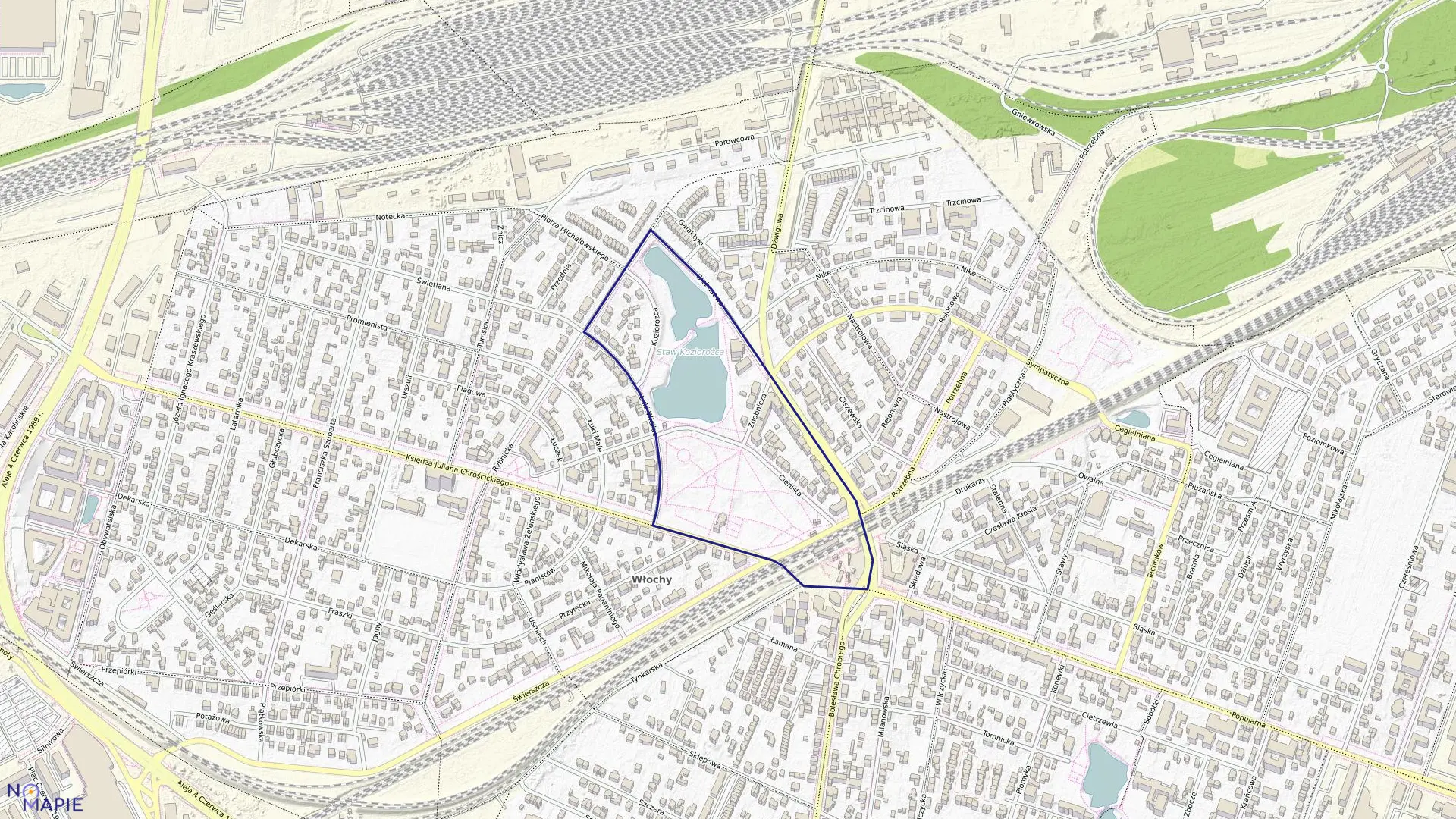 Mapa obrębu 2-08-07 w mieście Warszawa