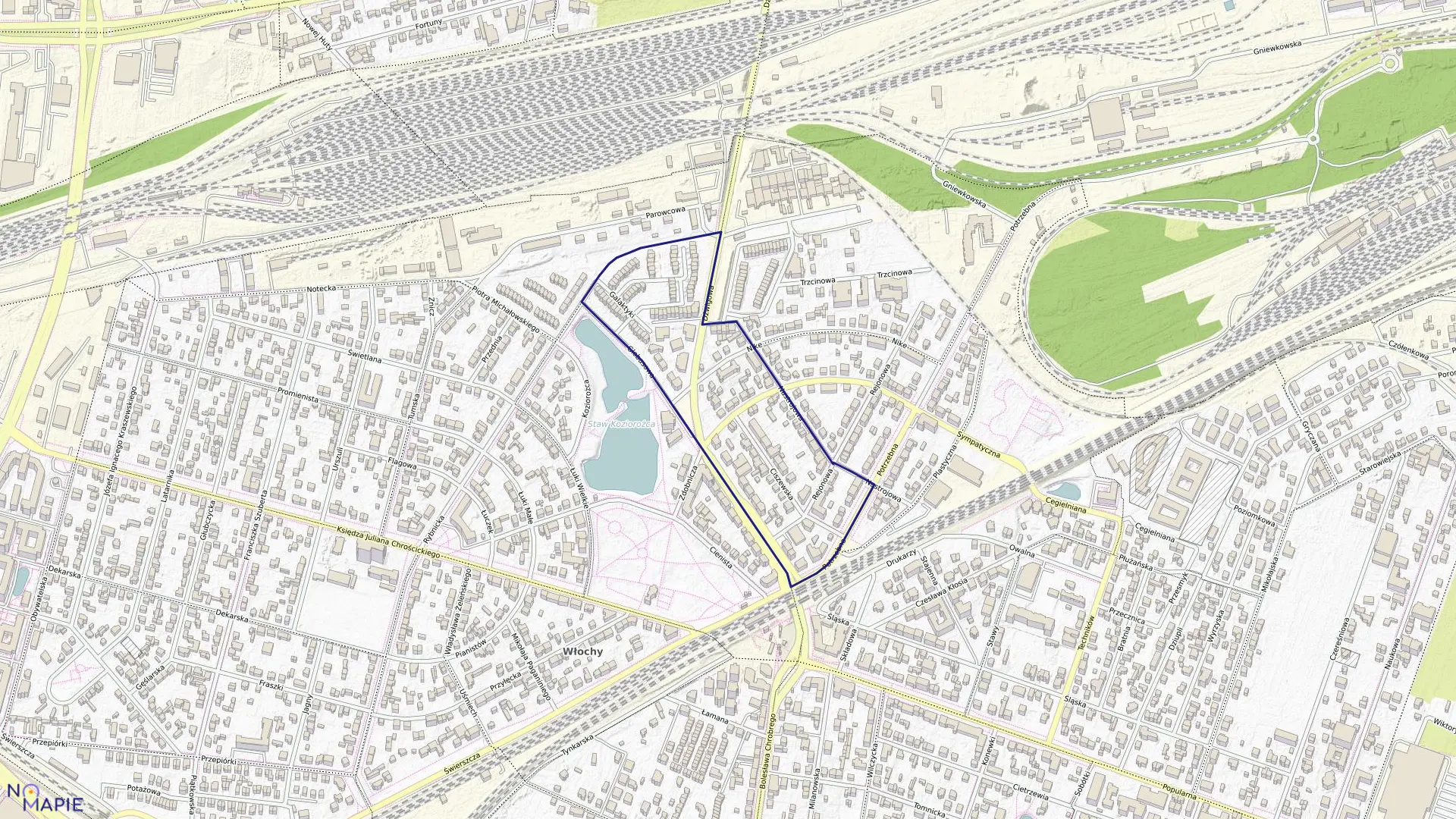 Mapa obrębu 2-08-08 w mieście Warszawa