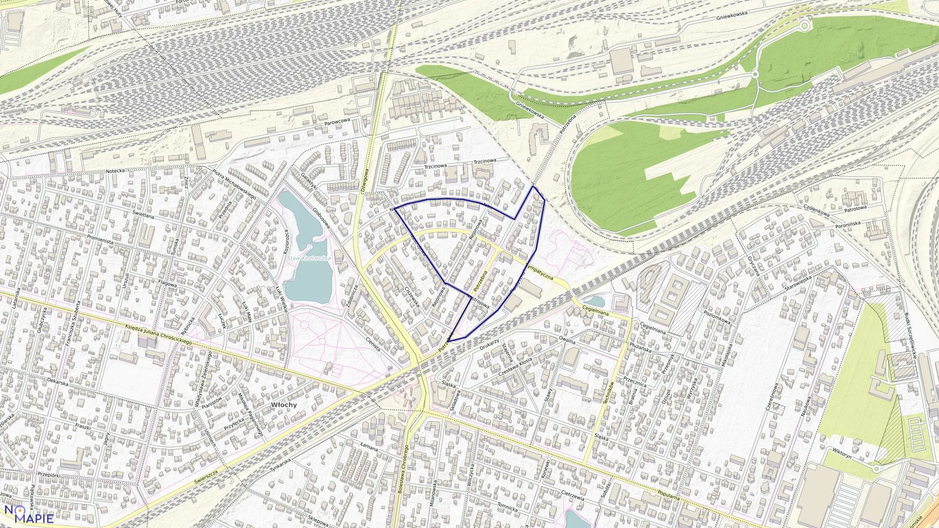 Mapa obrębu 2-08-09 w mieście Warszawa