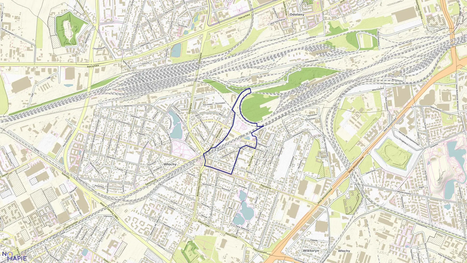 Mapa obrębu 2-08-10 w mieście Warszawa