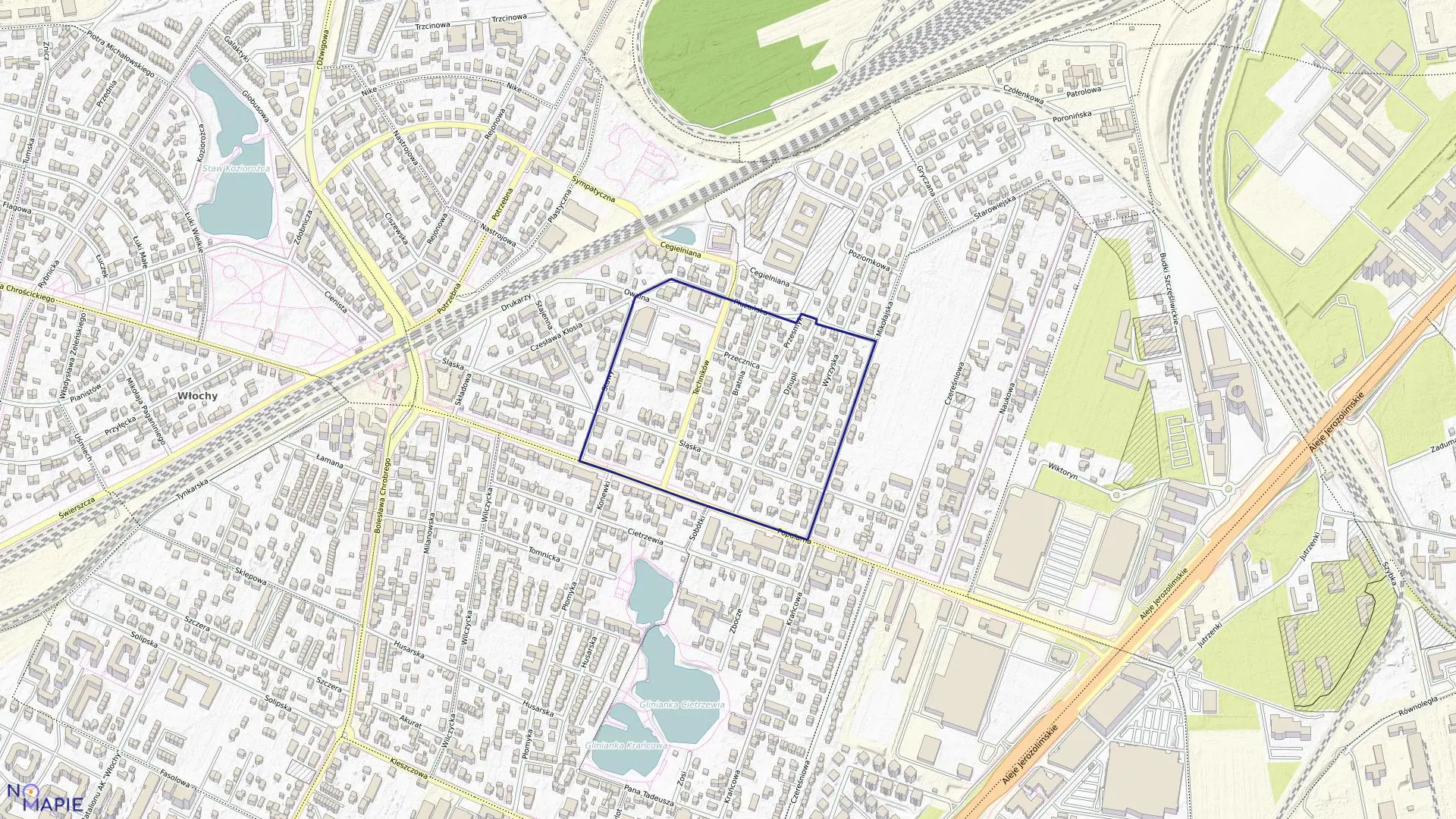 Mapa obrębu 2-08-14 w mieście Warszawa