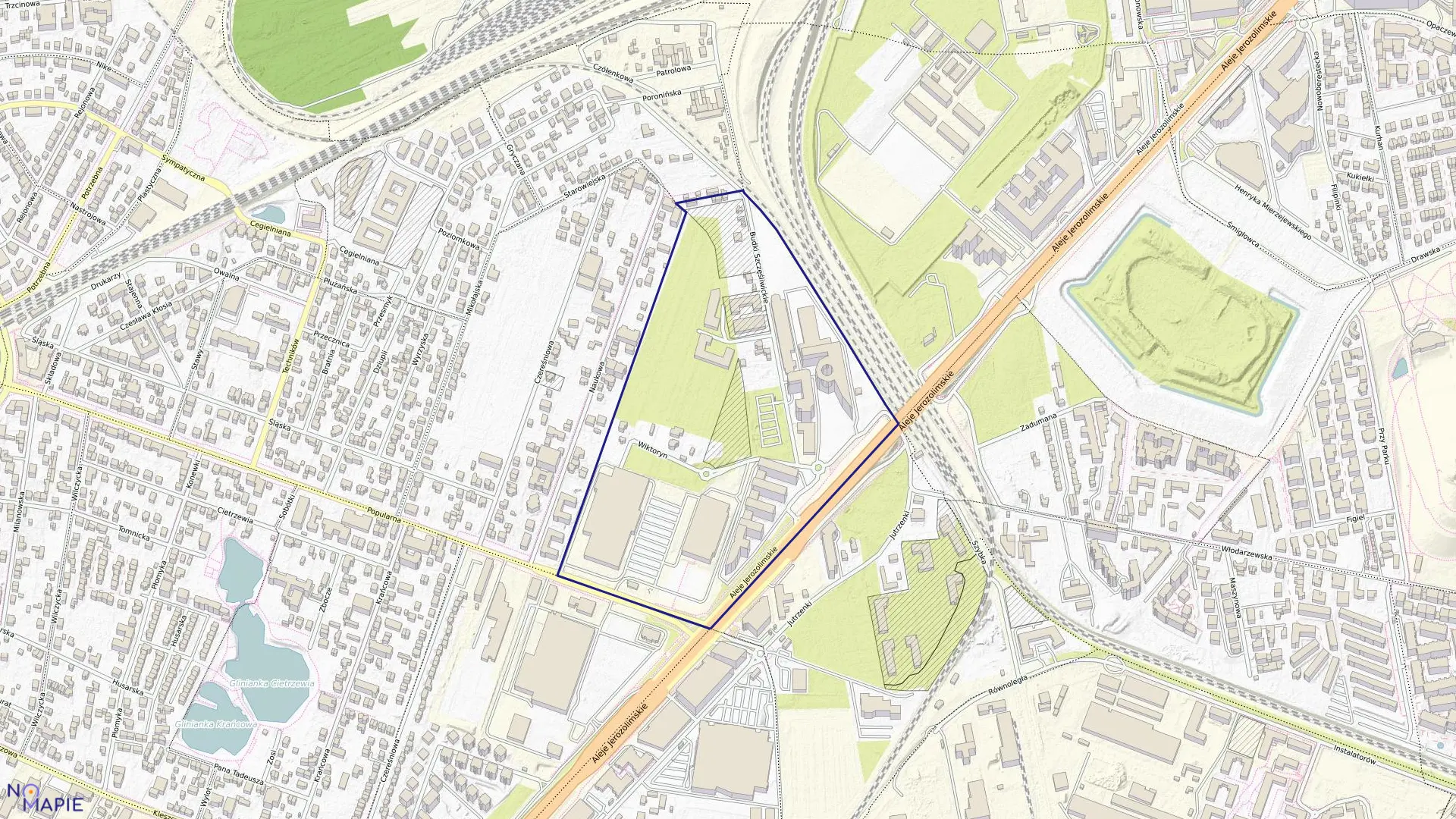 Mapa obrębu 2-08-16 w mieście Warszawa