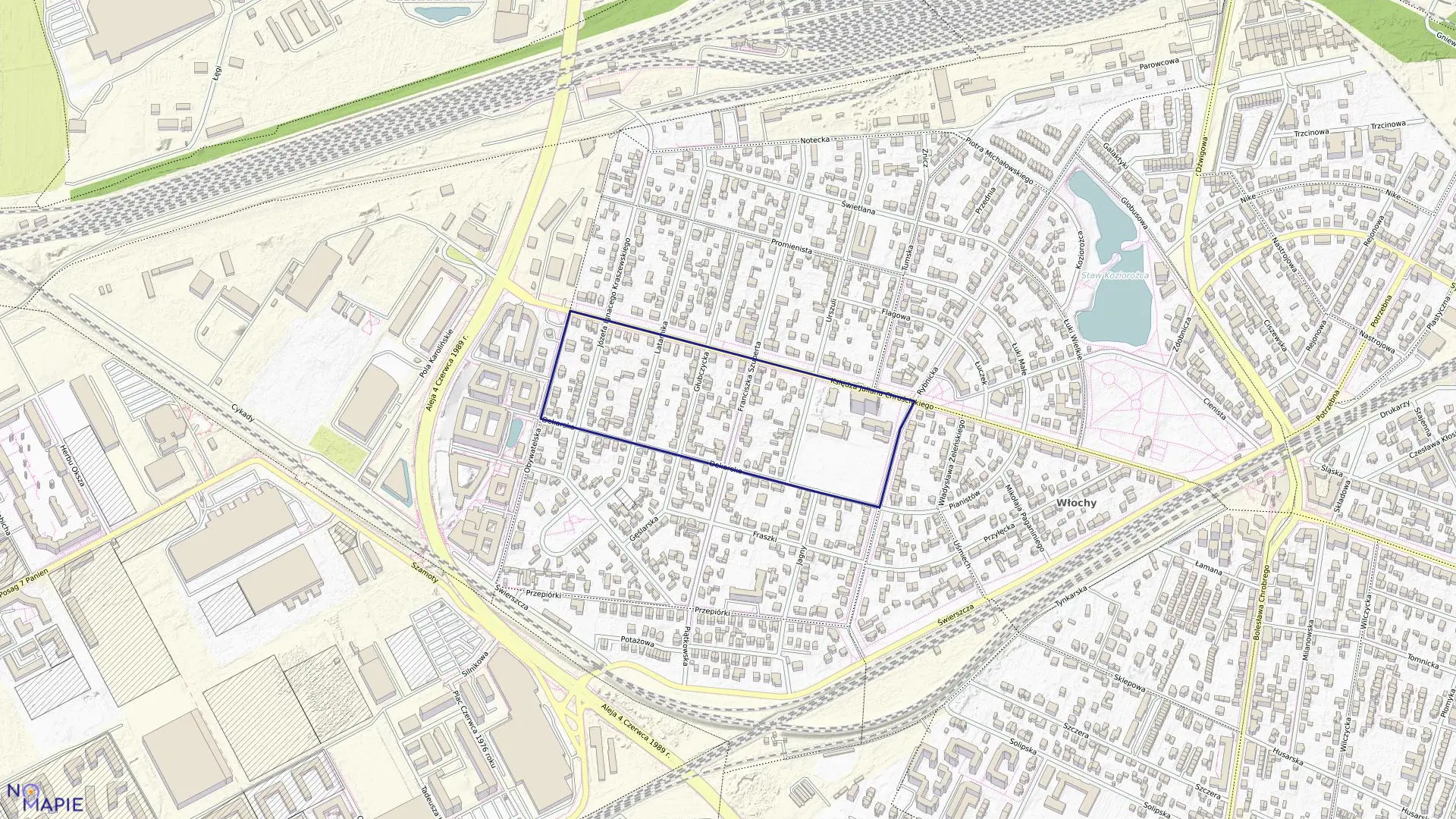 Mapa obrębu 2-08-18 w mieście Warszawa