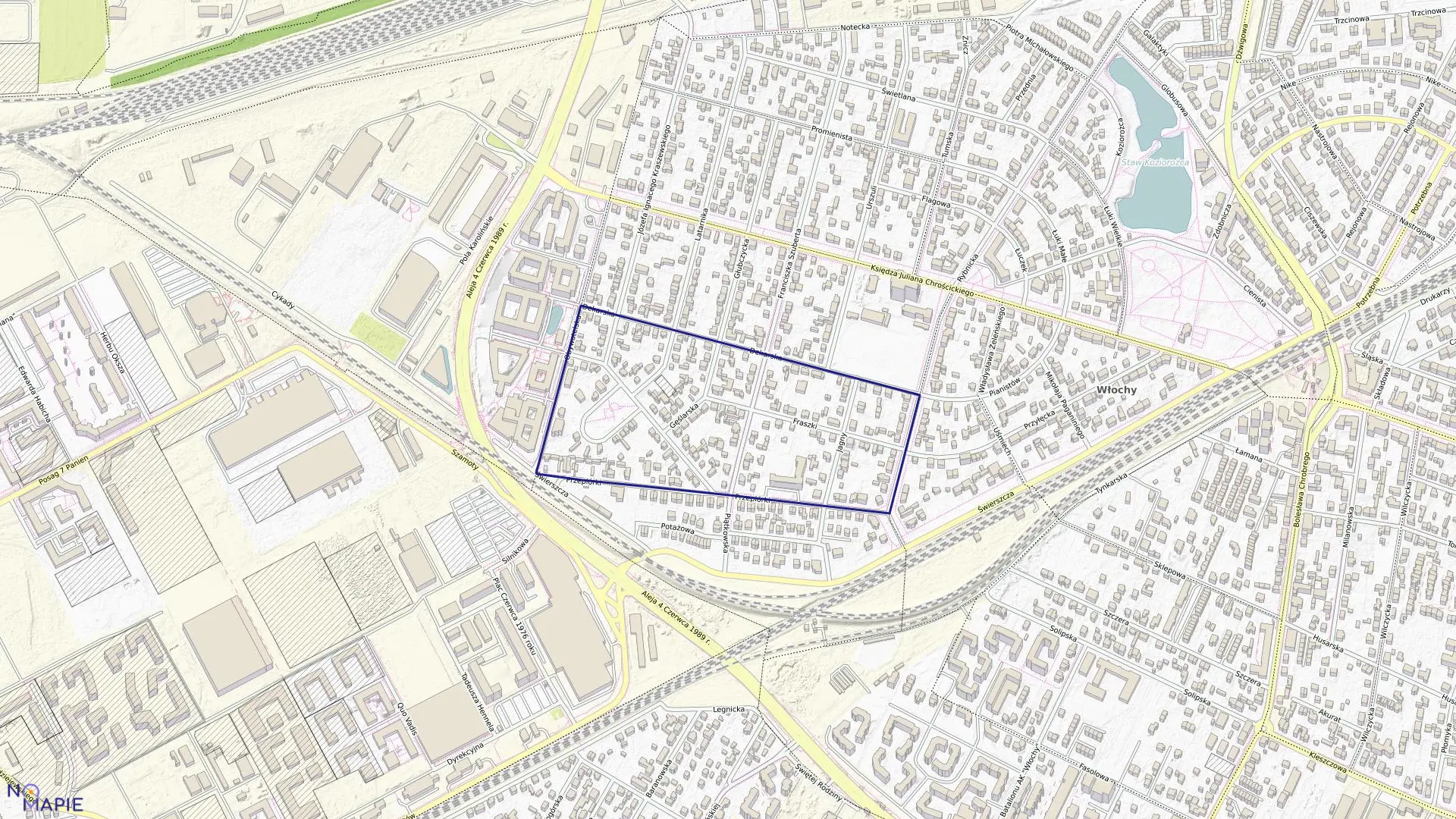 Mapa obrębu 2-08-19 w mieście Warszawa