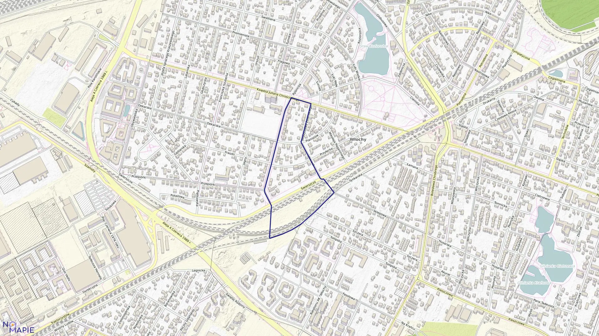 Mapa obrębu 2-08-20 w mieście Warszawa