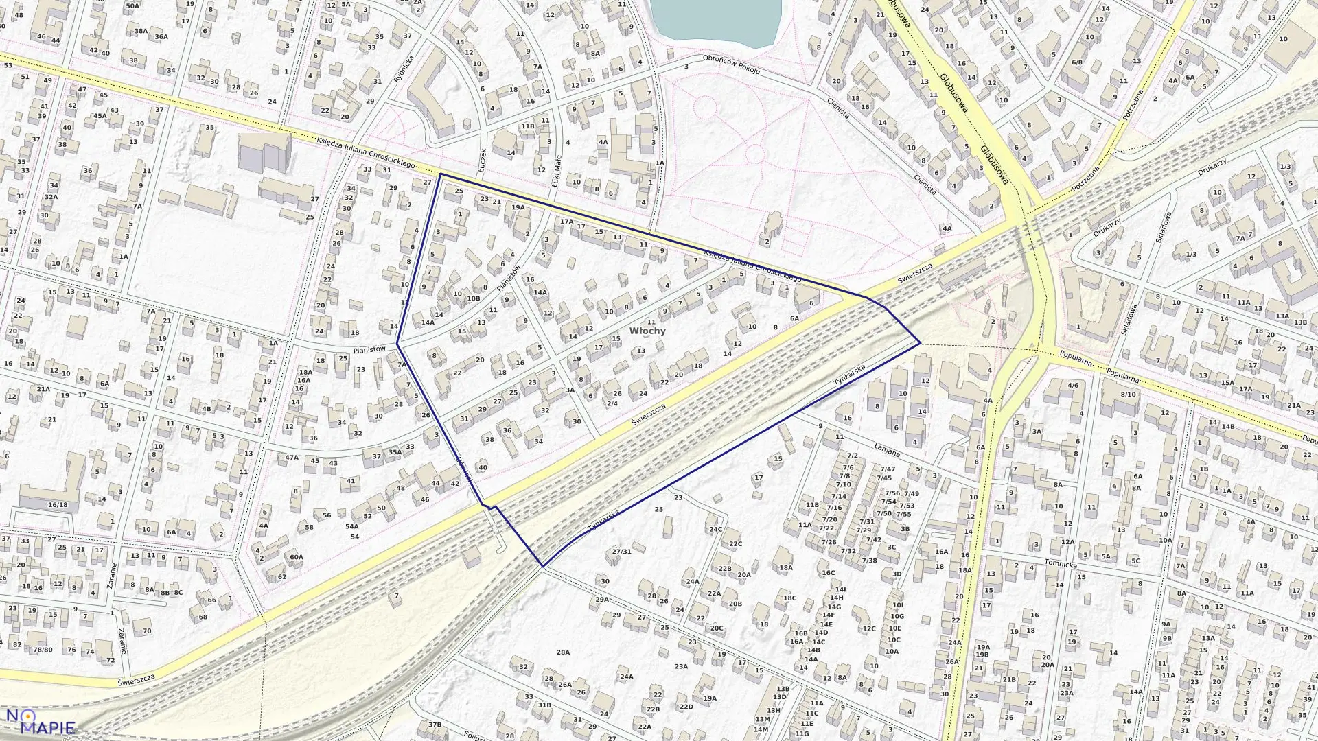 Mapa obrębu 2-08-21 w mieście Warszawa