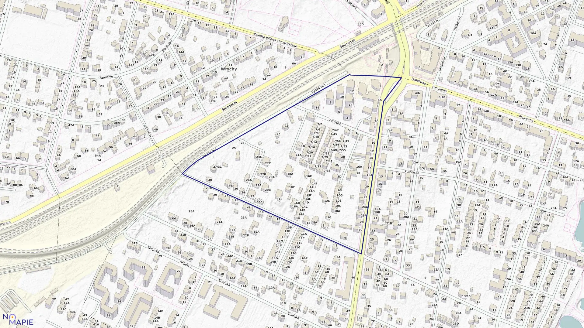 Mapa obrębu 2-08-22 w mieście Warszawa