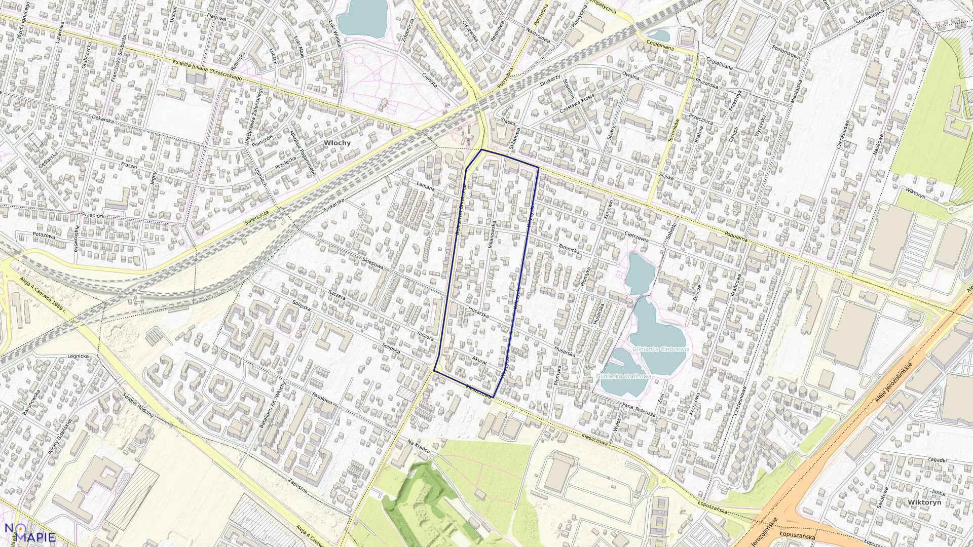 Mapa obrębu 2-08-23 w mieście Warszawa