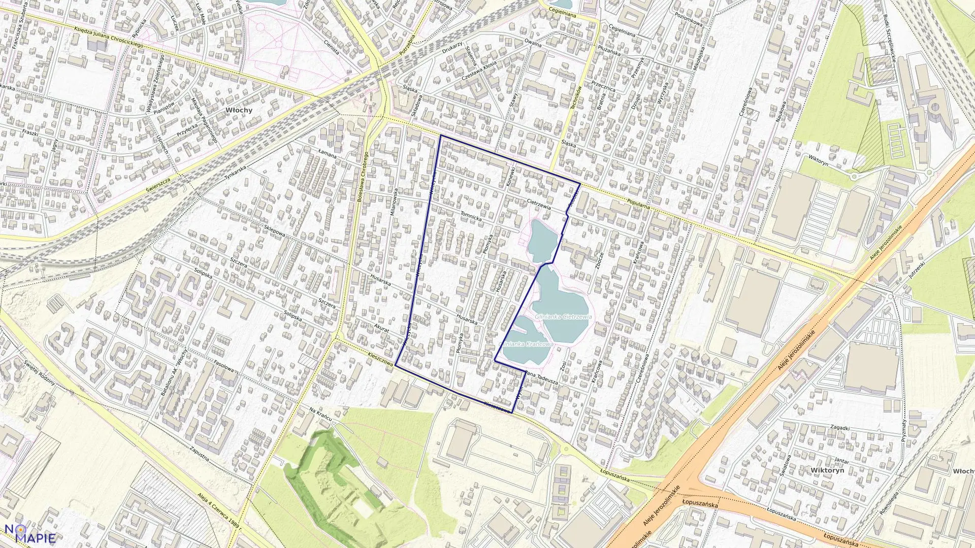 Mapa obrębu 2-08-24 w mieście Warszawa