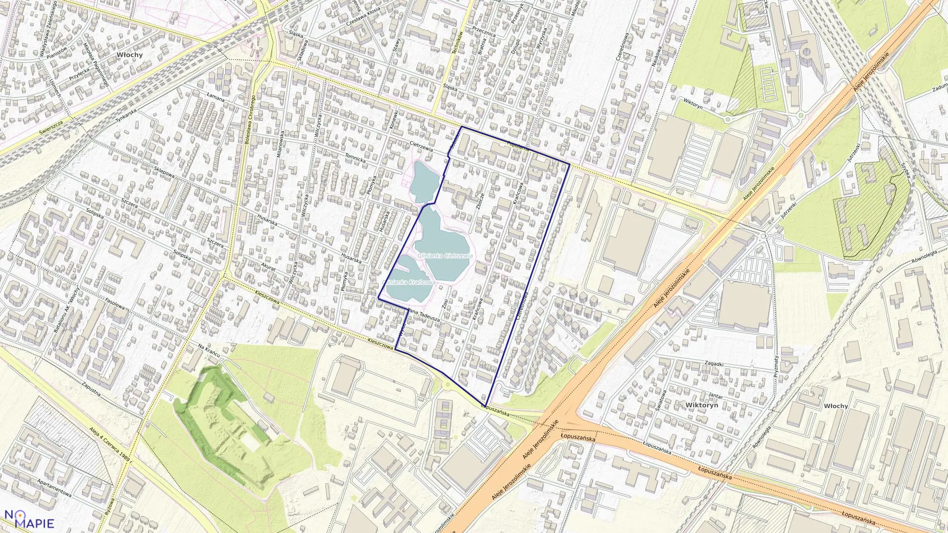 Mapa obrębu 2-08-25 w mieście Warszawa