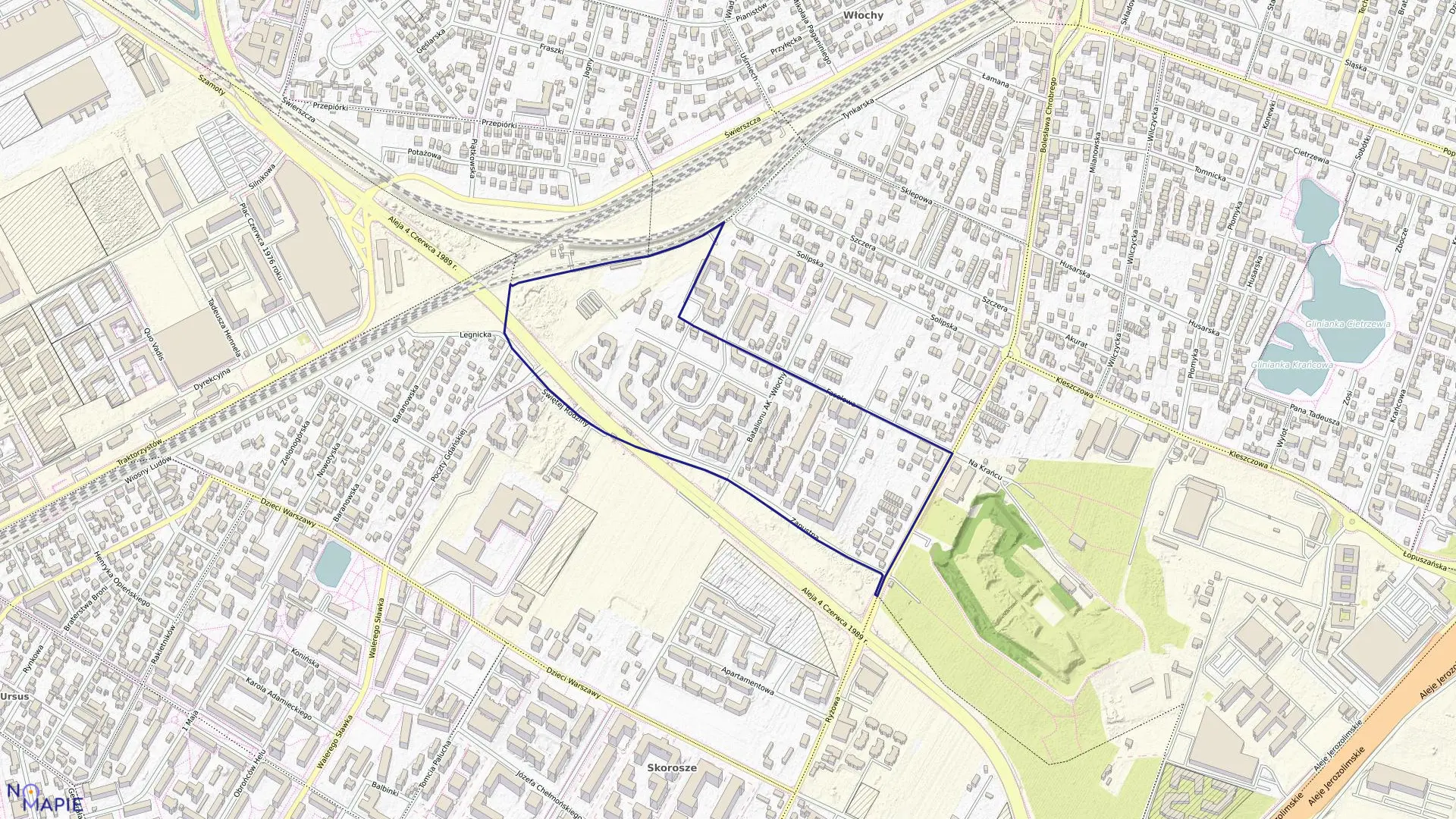 Mapa obrębu 2-08-30 w mieście Warszawa