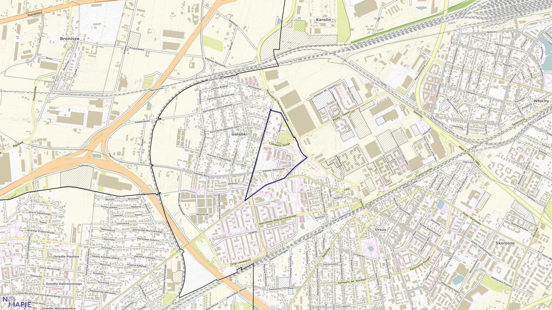 Mapa obrębu 2-09-05 w mieście Warszawa