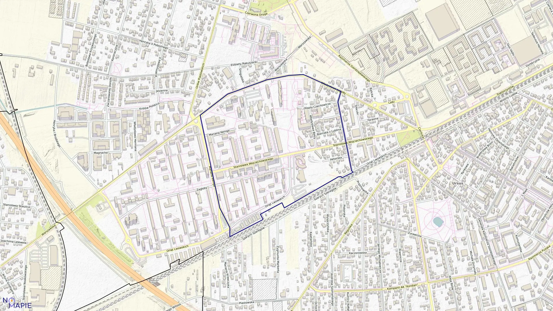 Mapa obrębu 2-09-07 w mieście Warszawa