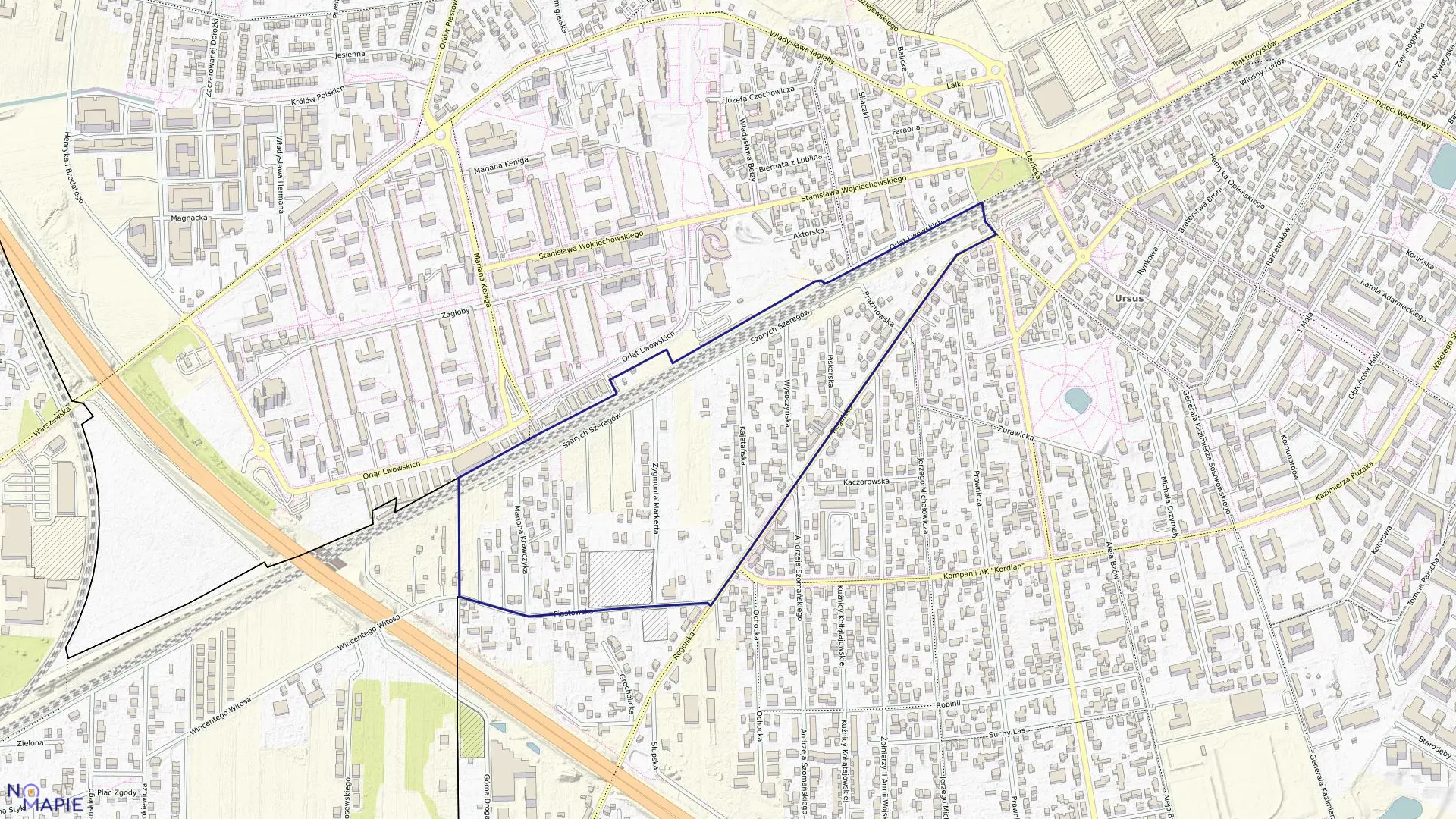 Mapa obrębu 2-11-01 w mieście Warszawa