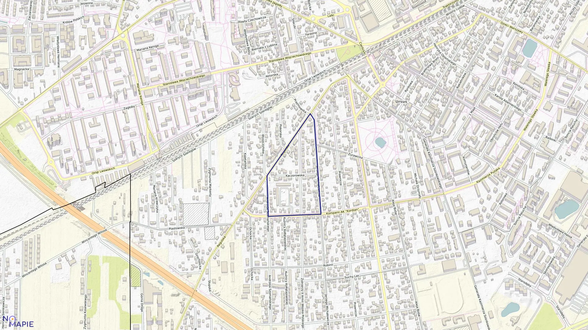 Mapa obrębu 2-11-02 w mieście Warszawa