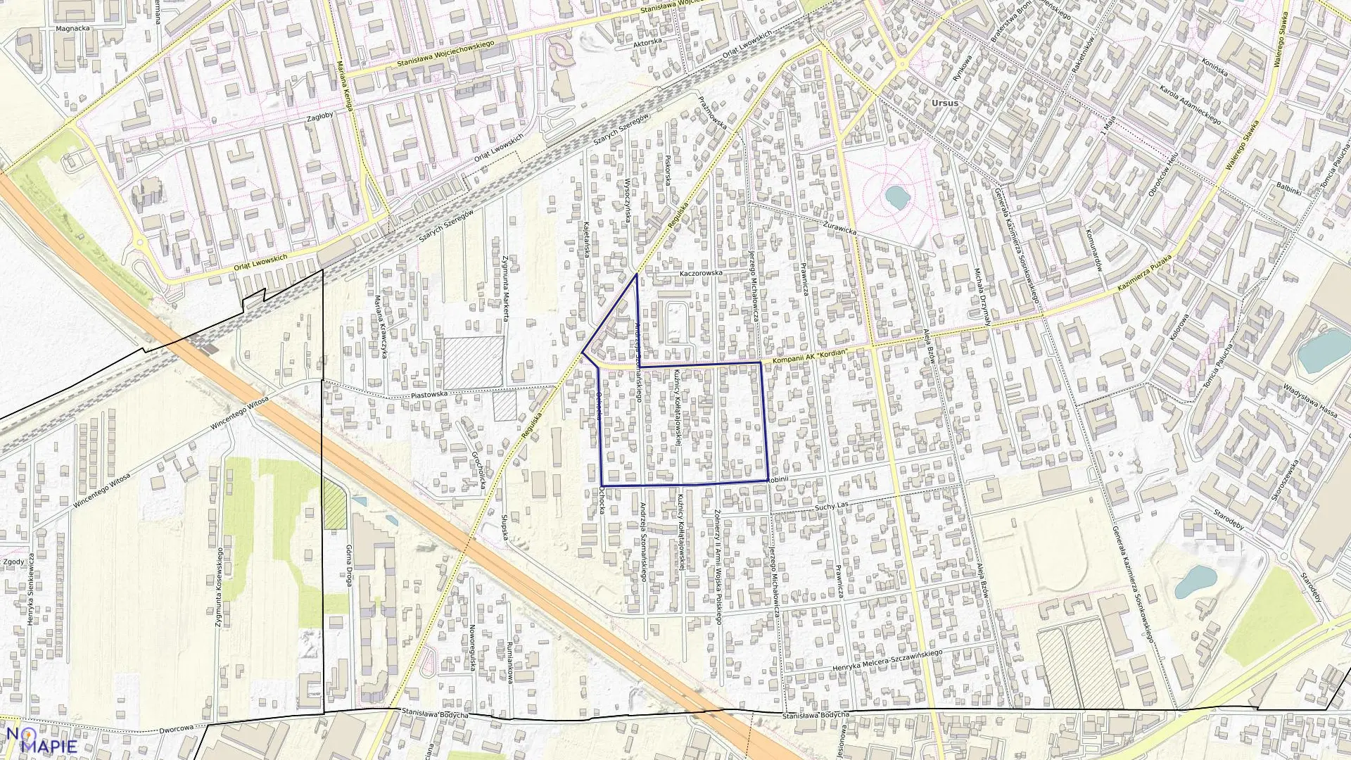 Mapa obrębu 2-11-03 w mieście Warszawa