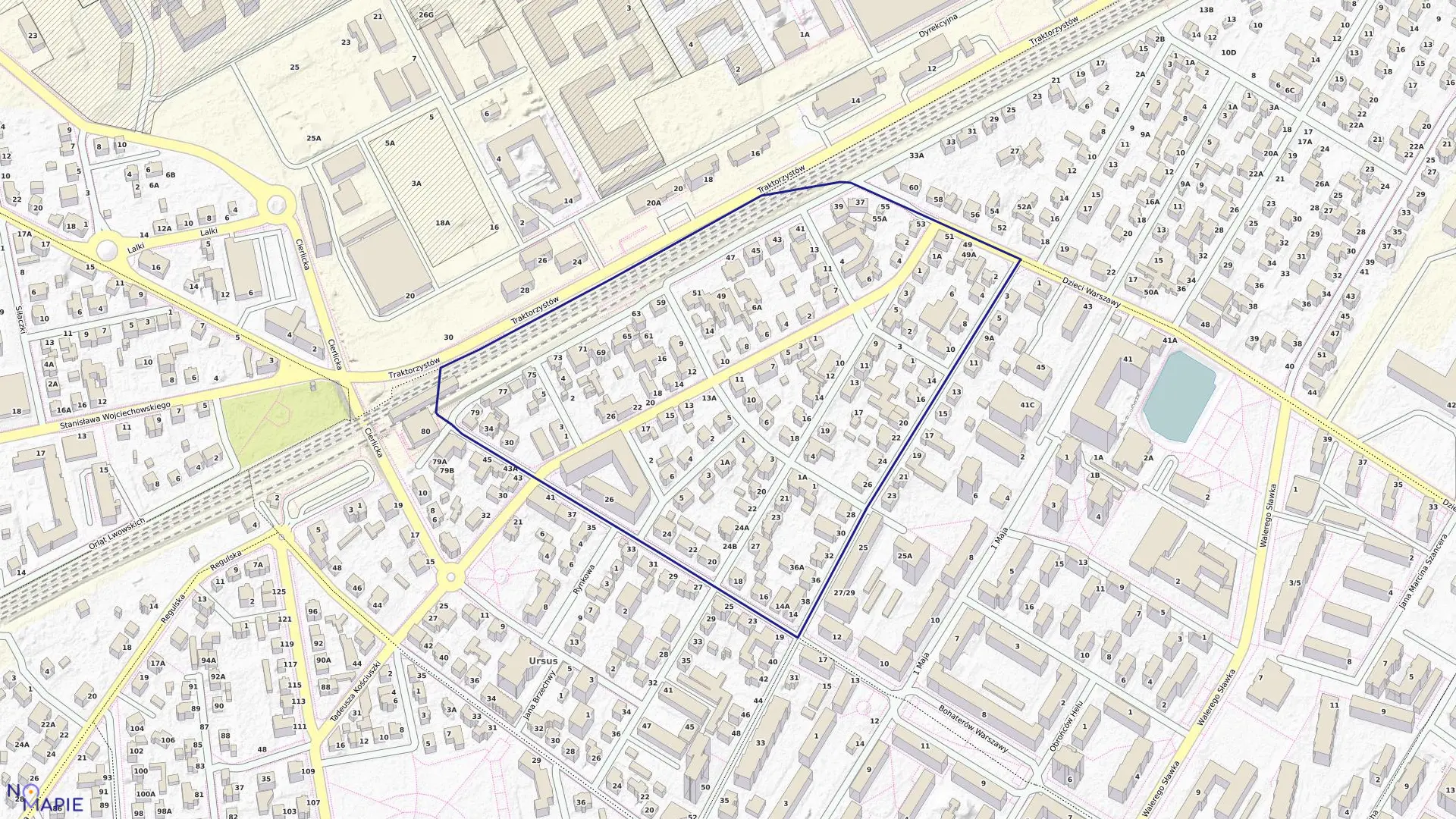 Mapa obrębu 2-11-07 w mieście Warszawa