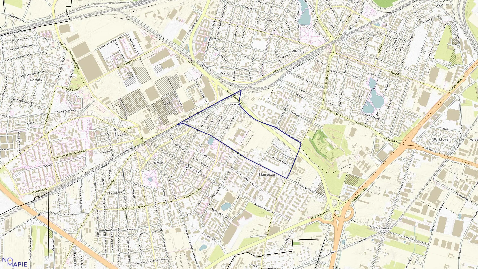 Mapa obrębu 2-11-08 w mieście Warszawa