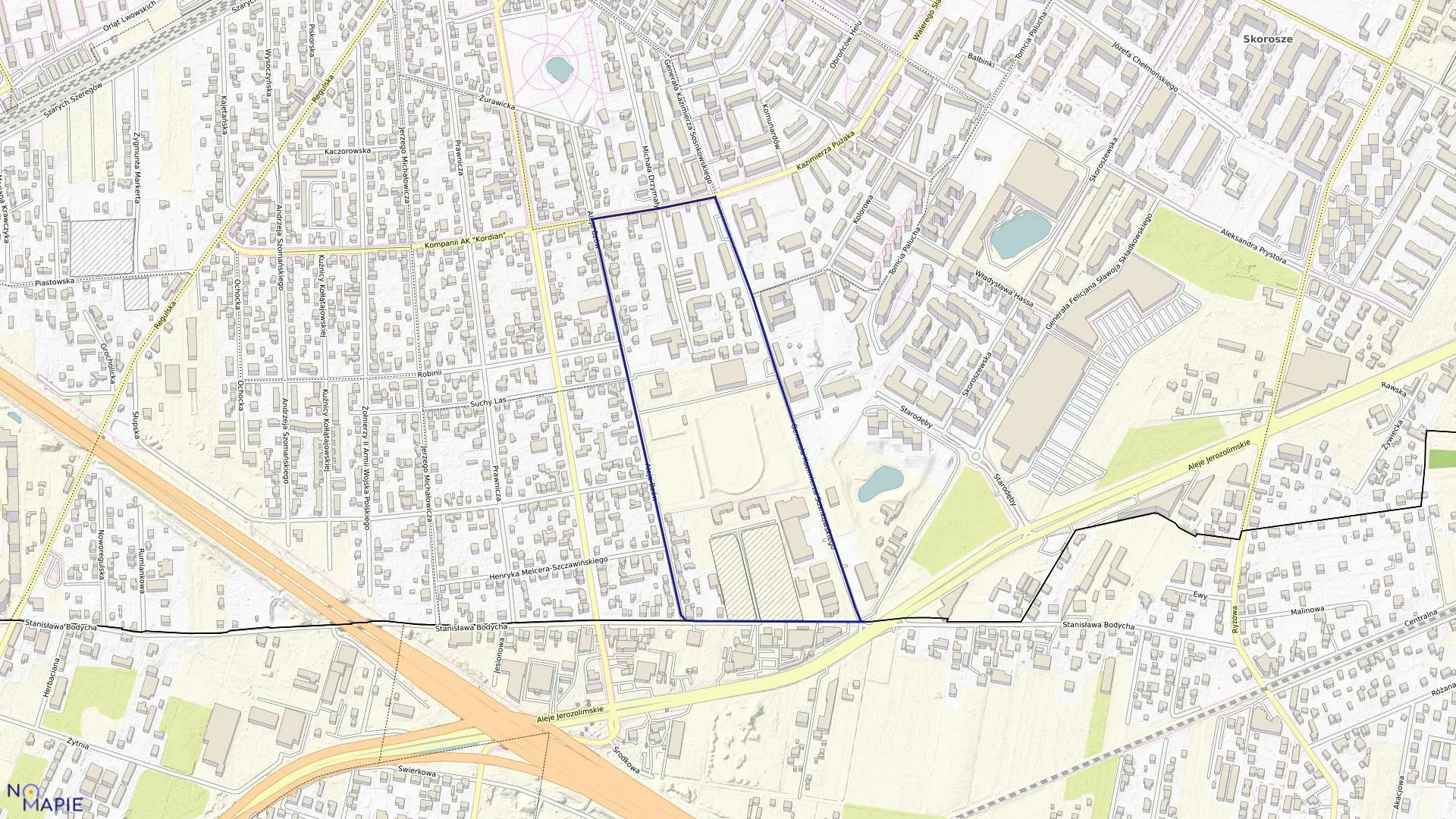 Mapa obrębu 2-11-12 w mieście Warszawa