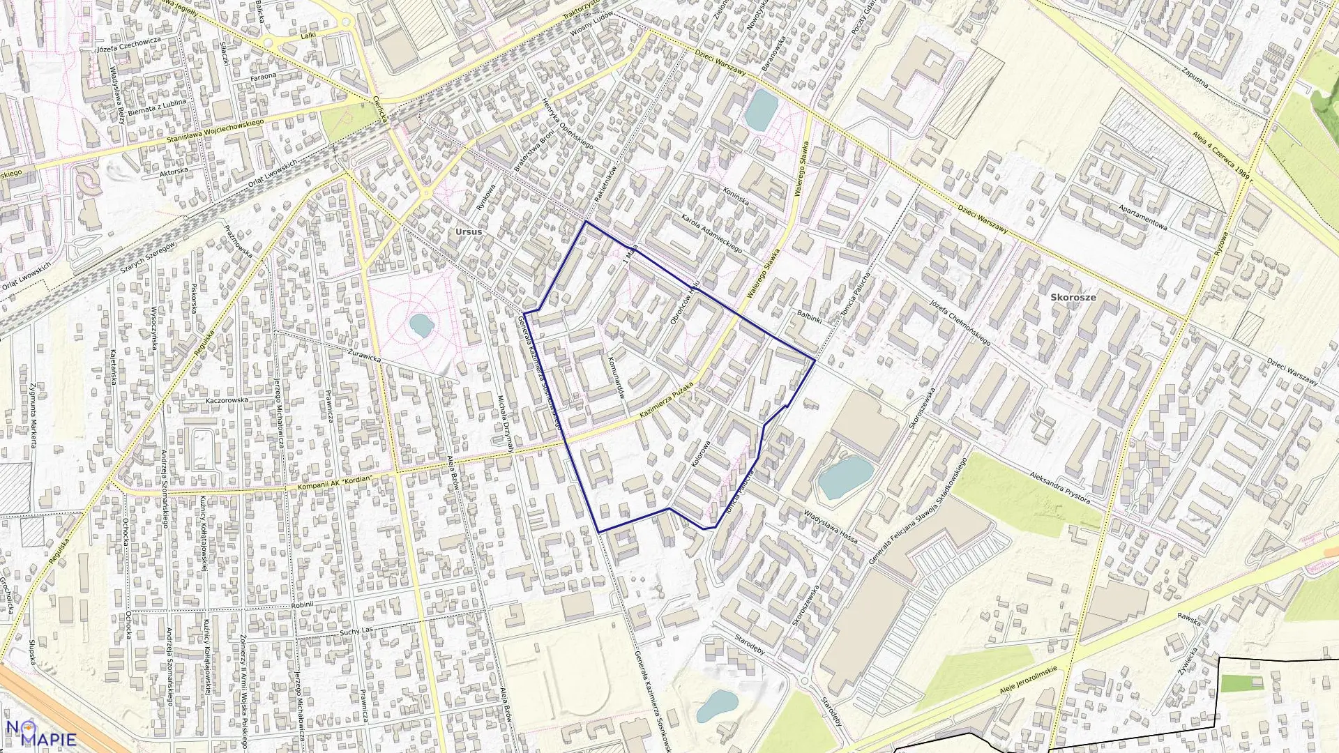 Mapa obrębu 2-11-13 w mieście Warszawa