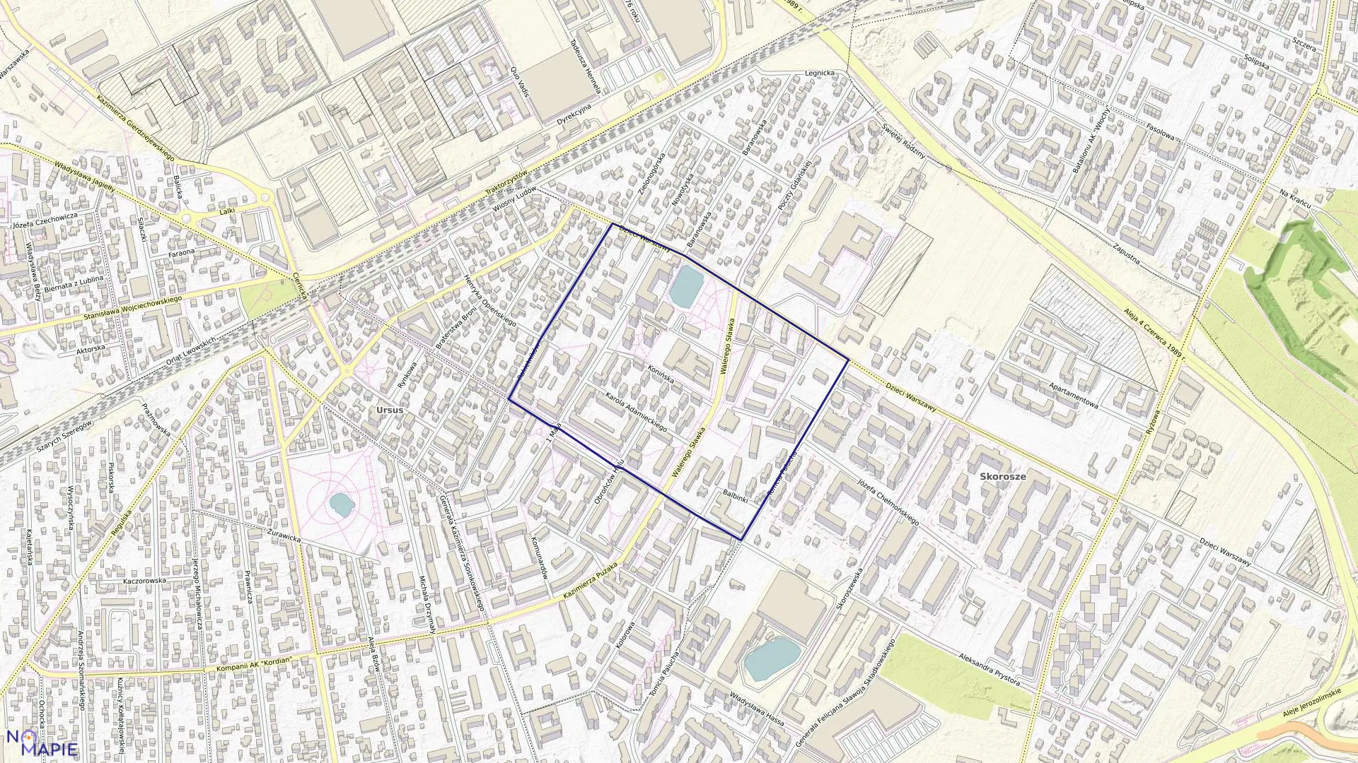 Mapa obrębu 2-11-14 w mieście Warszawa