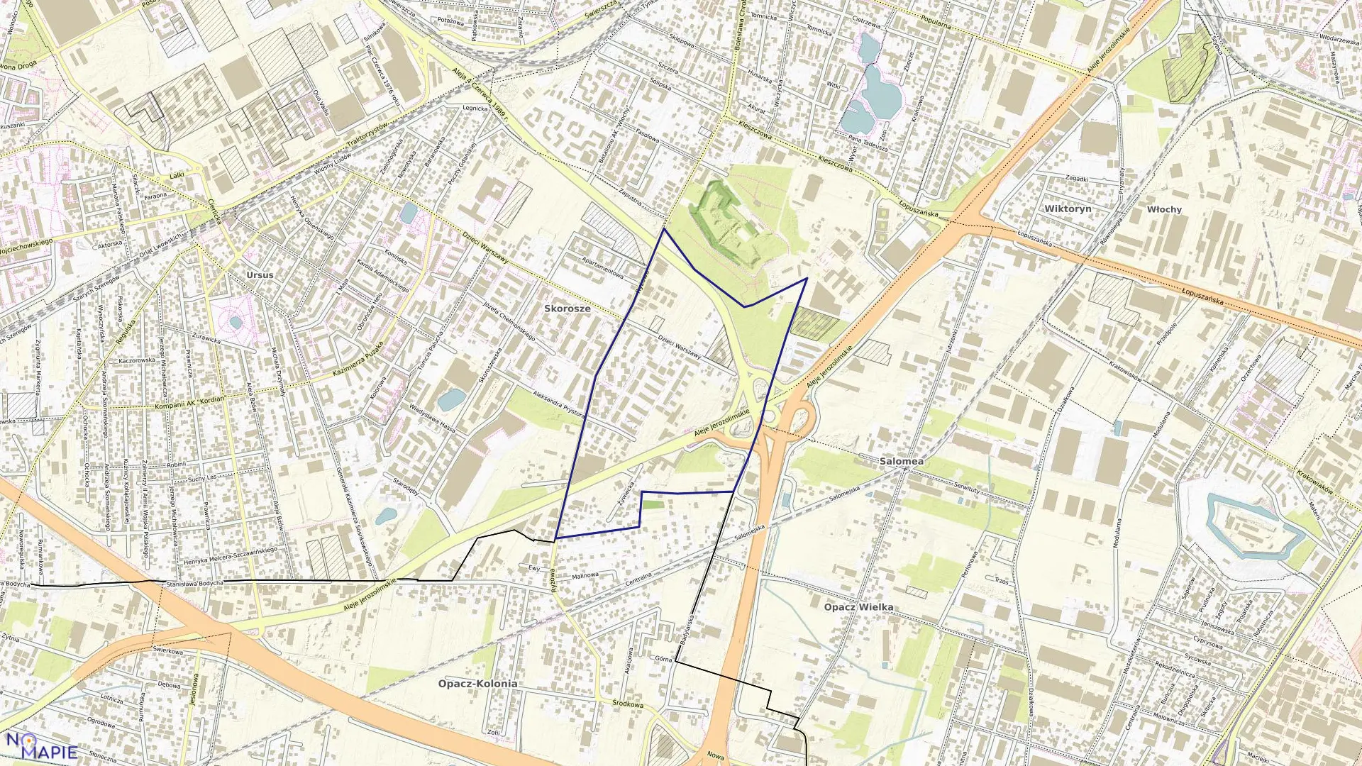 Mapa obrębu 2-11-16 w mieście Warszawa