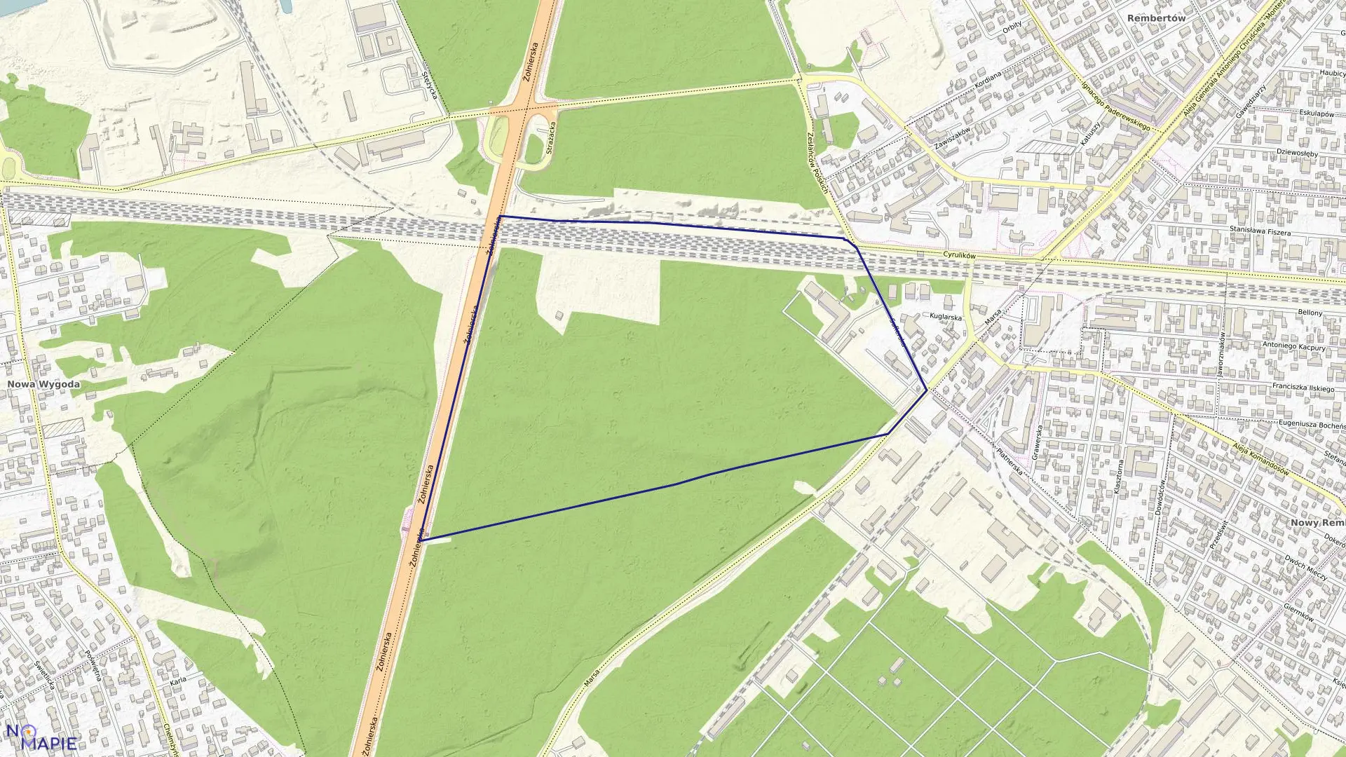 Mapa obrębu 3-00-45 w mieście Warszawa