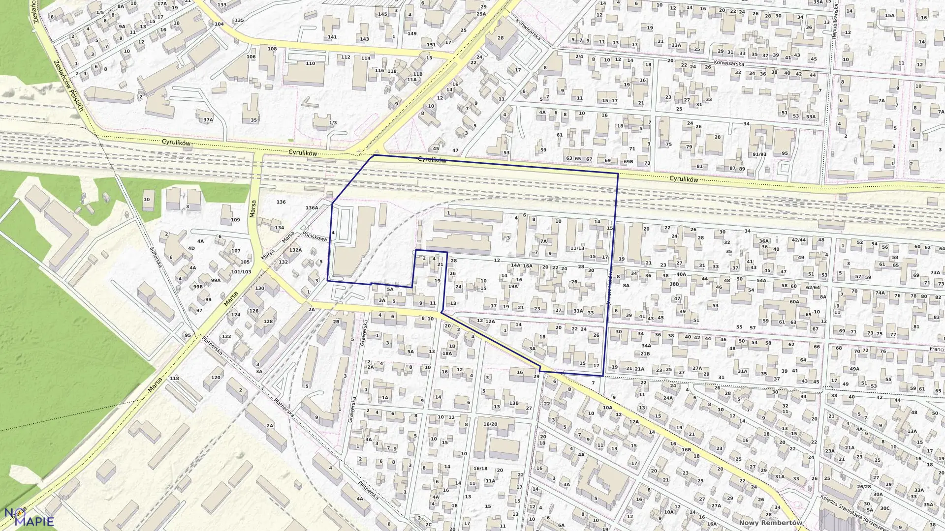 Mapa obrębu 3-00-47 w mieście Warszawa