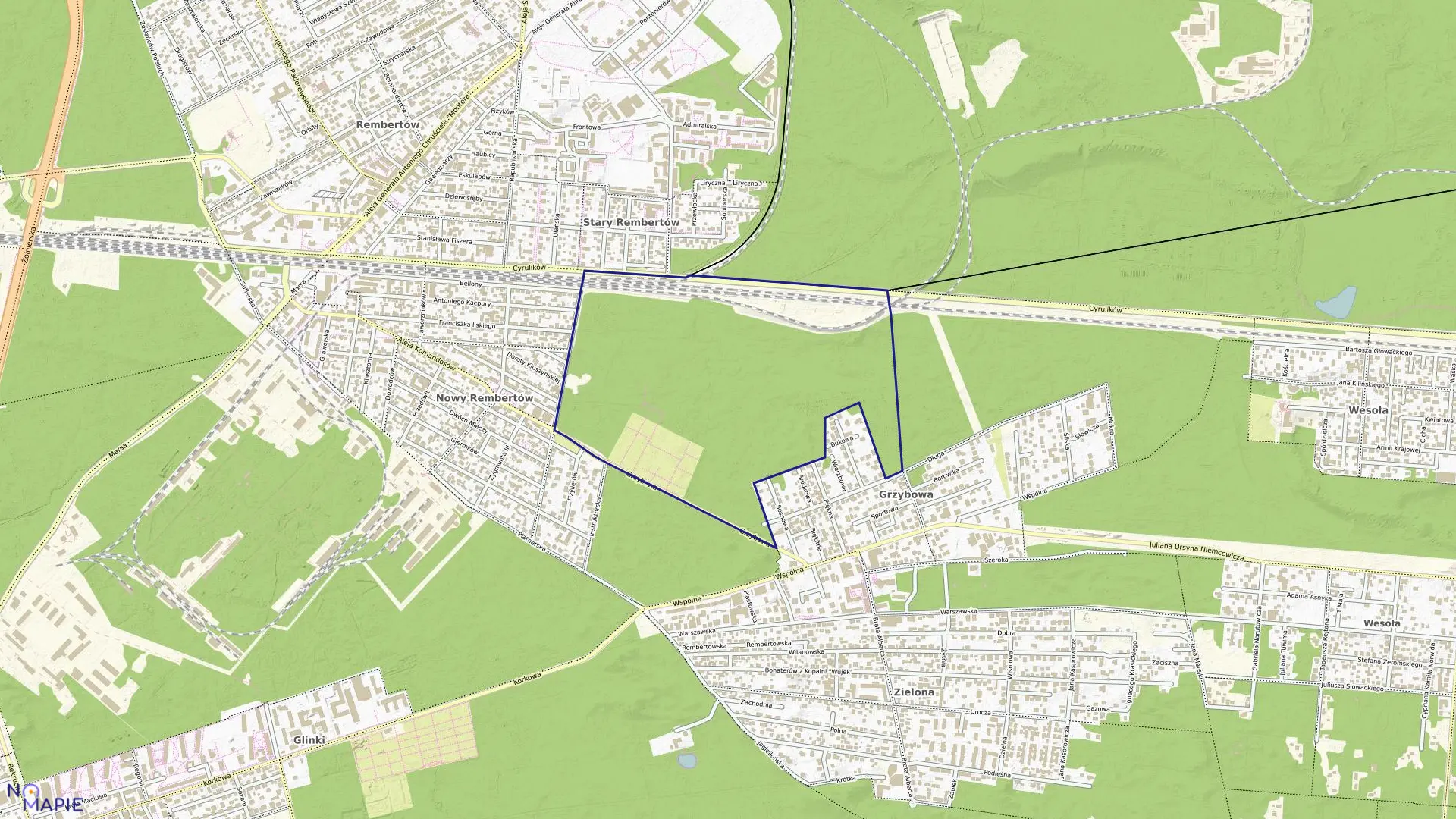 Mapa obrębu 3-00-49 w mieście Warszawa