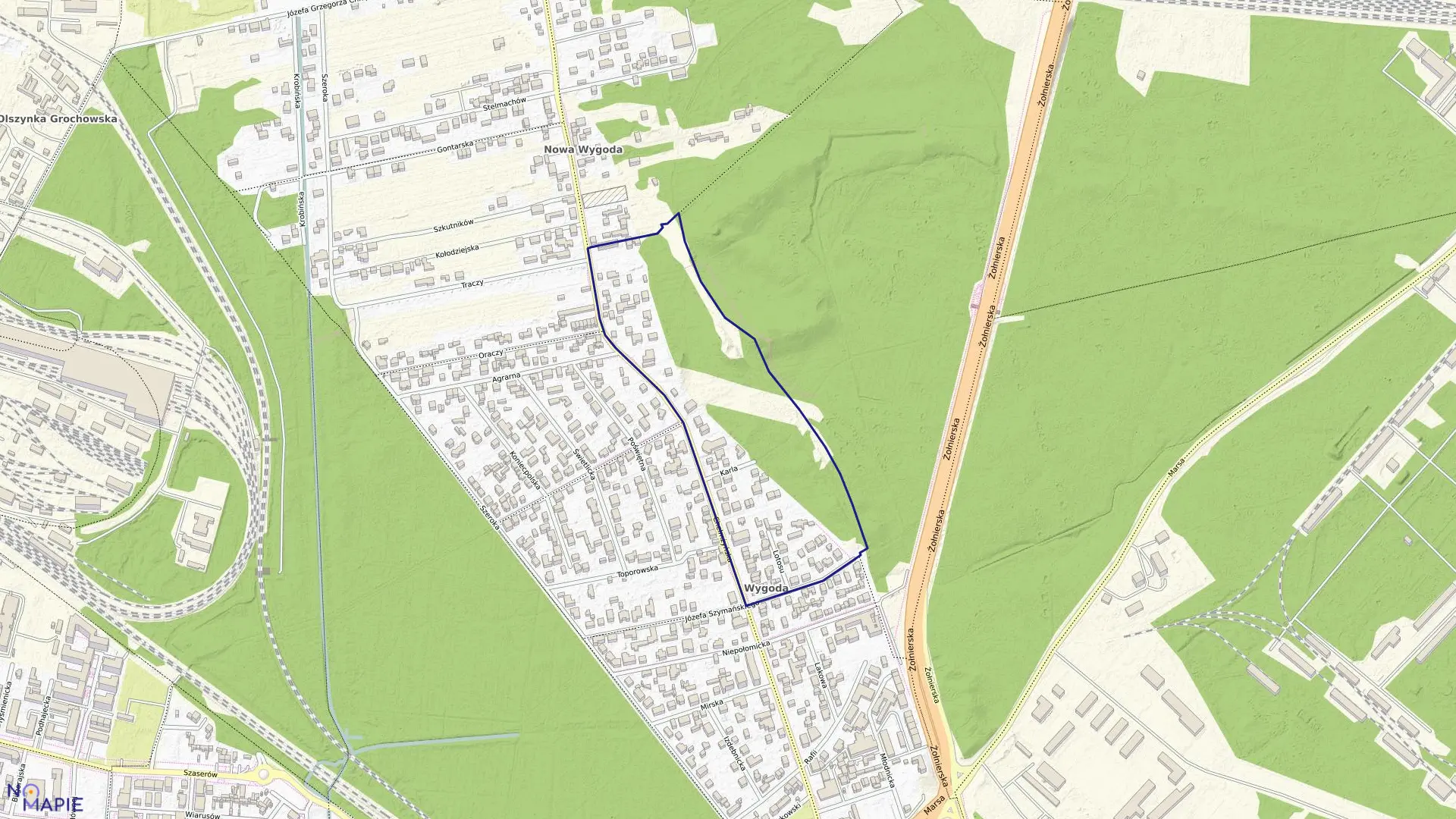 Mapa obrębu 3-00-74 w mieście Warszawa