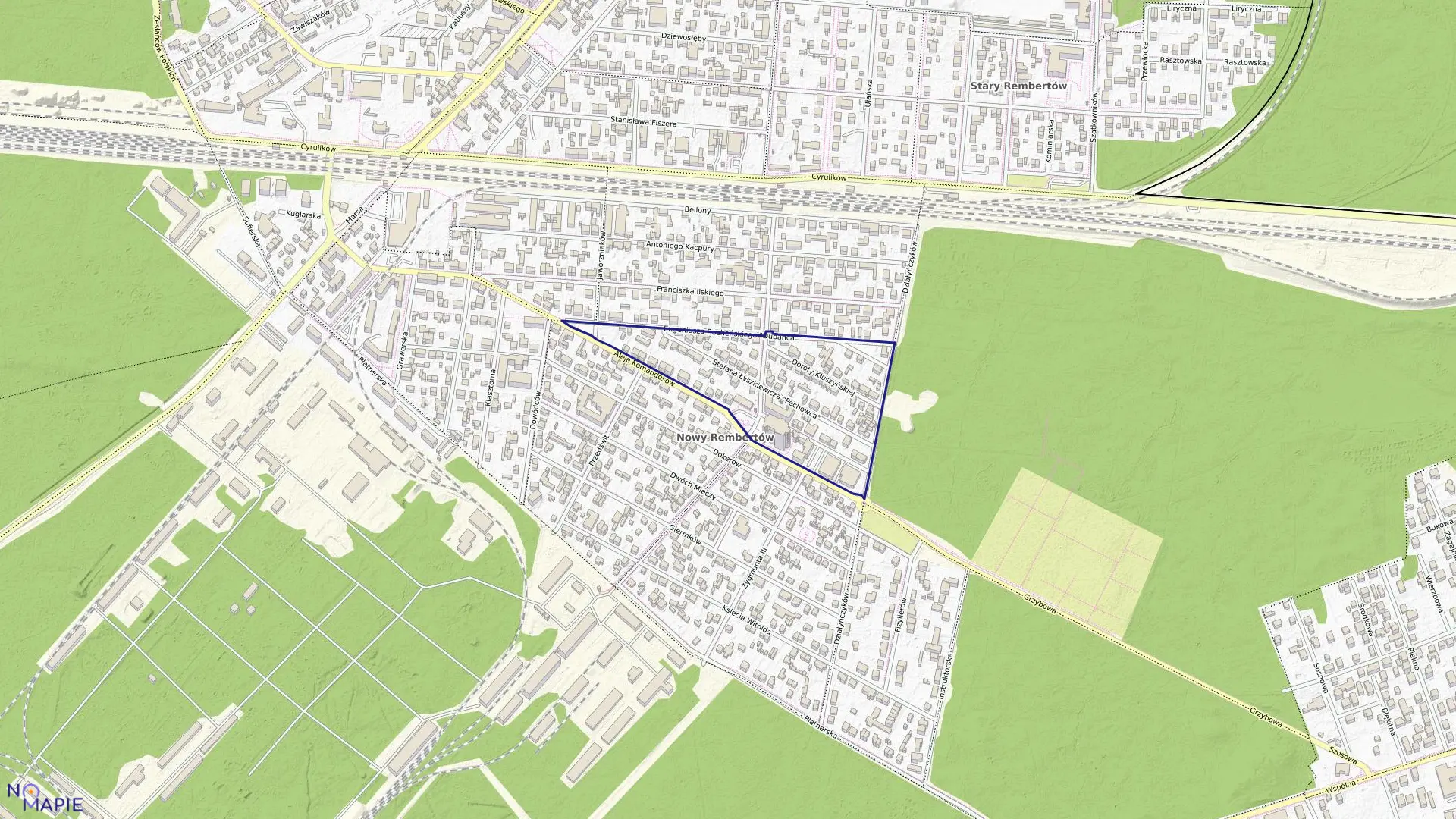 Mapa obrębu 3-00-76 w mieście Warszawa