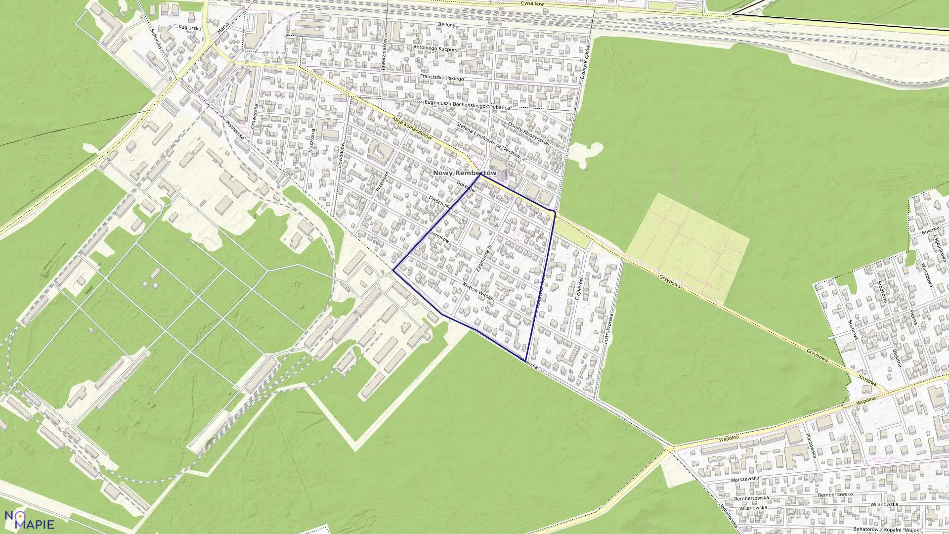 Mapa obrębu 3-00-77 w mieście Warszawa