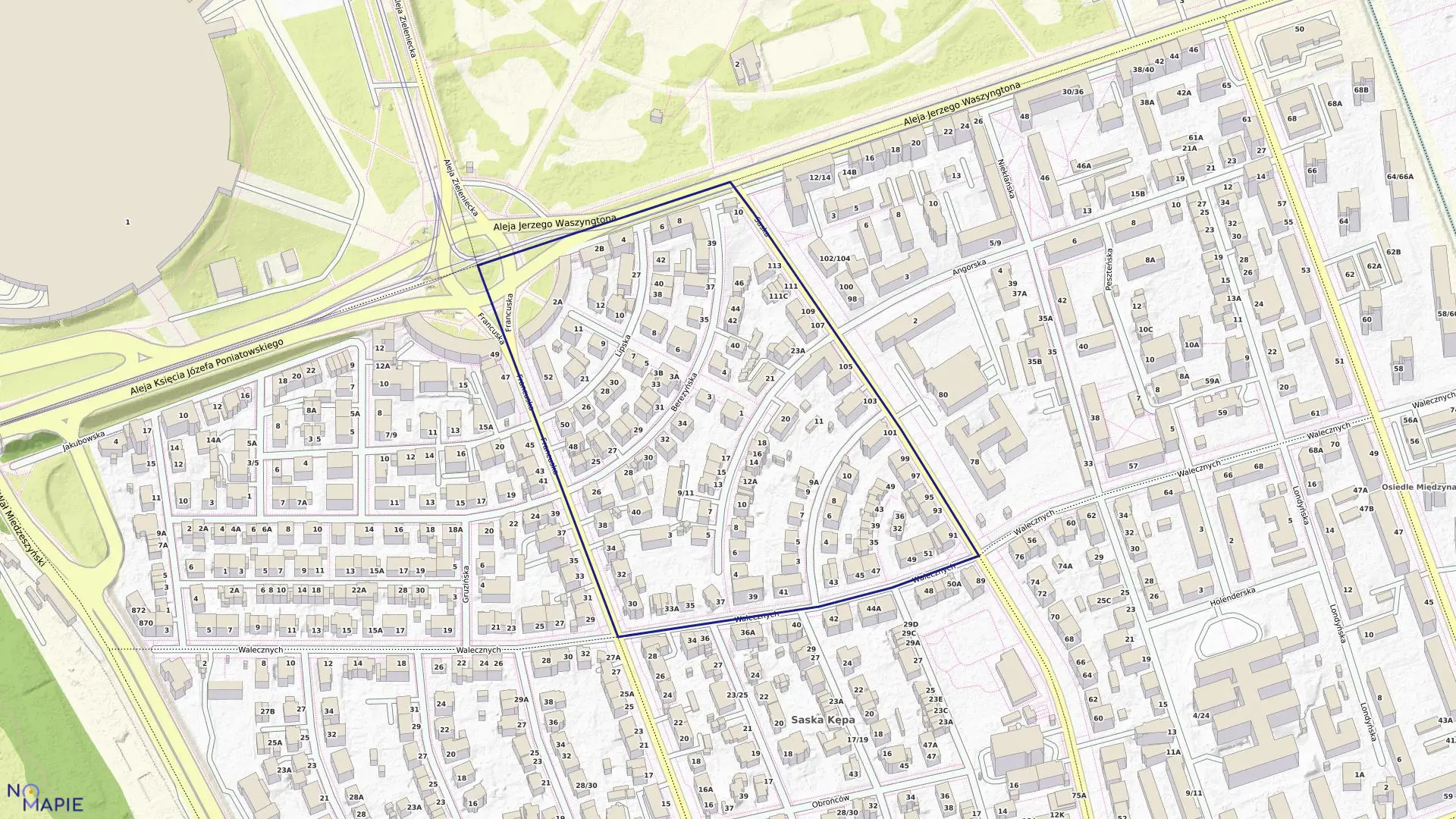 Mapa obrębu 3-01-04 w mieście Warszawa