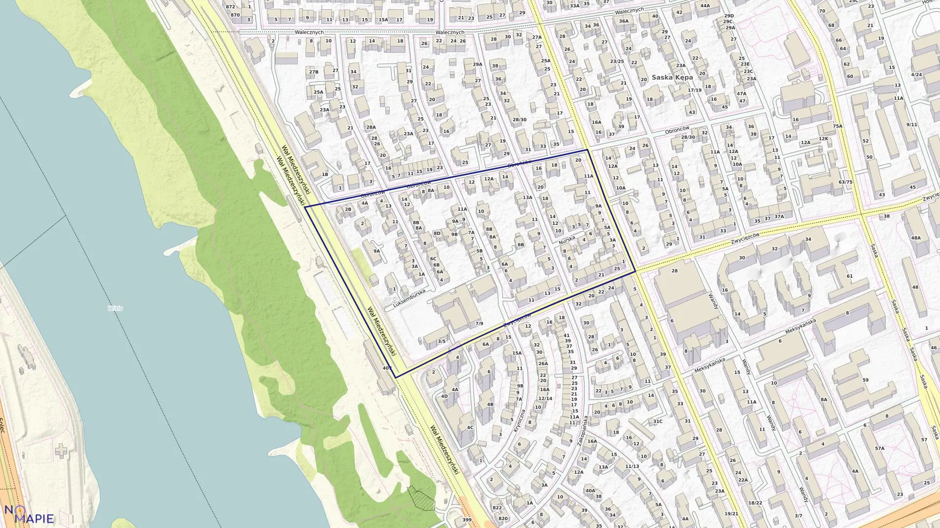 Mapa obrębu 3-01-08 w mieście Warszawa