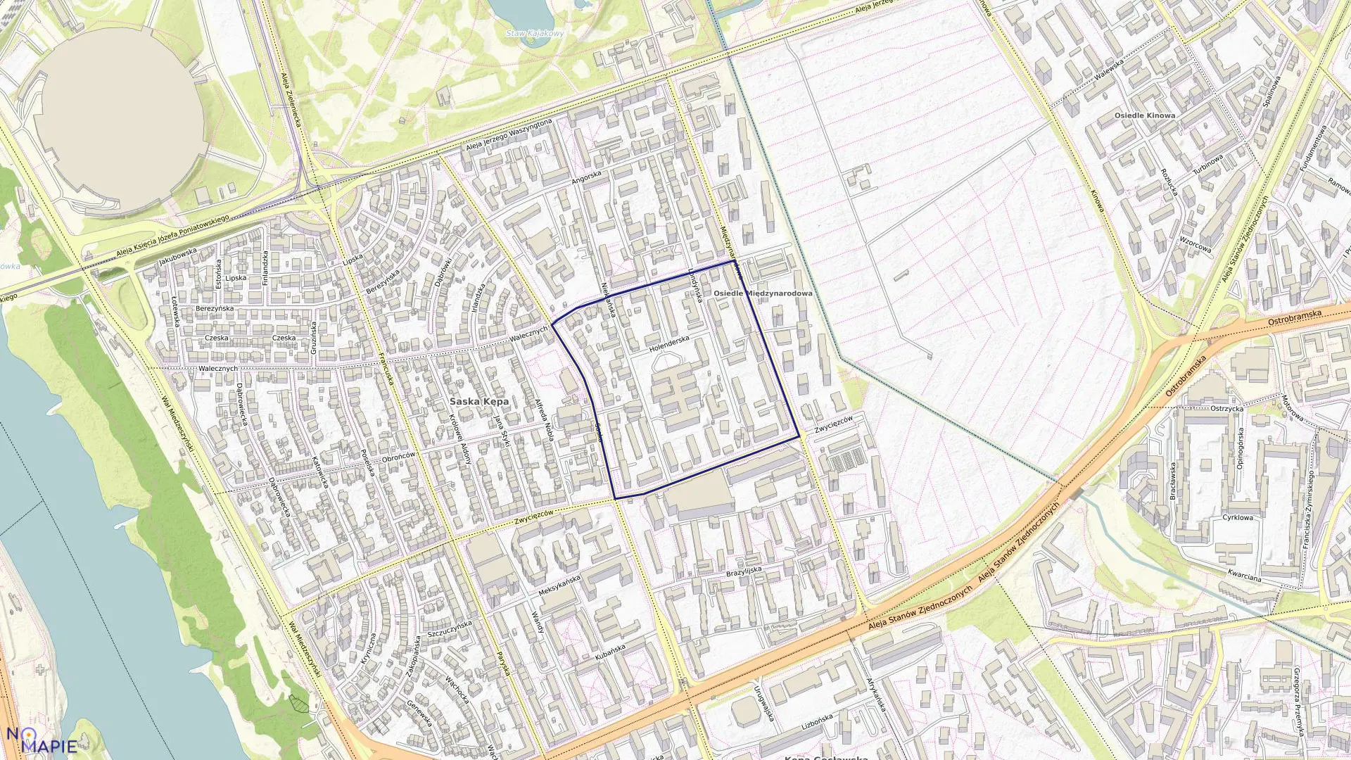 Mapa obrębu 3-01-10 w mieście Warszawa