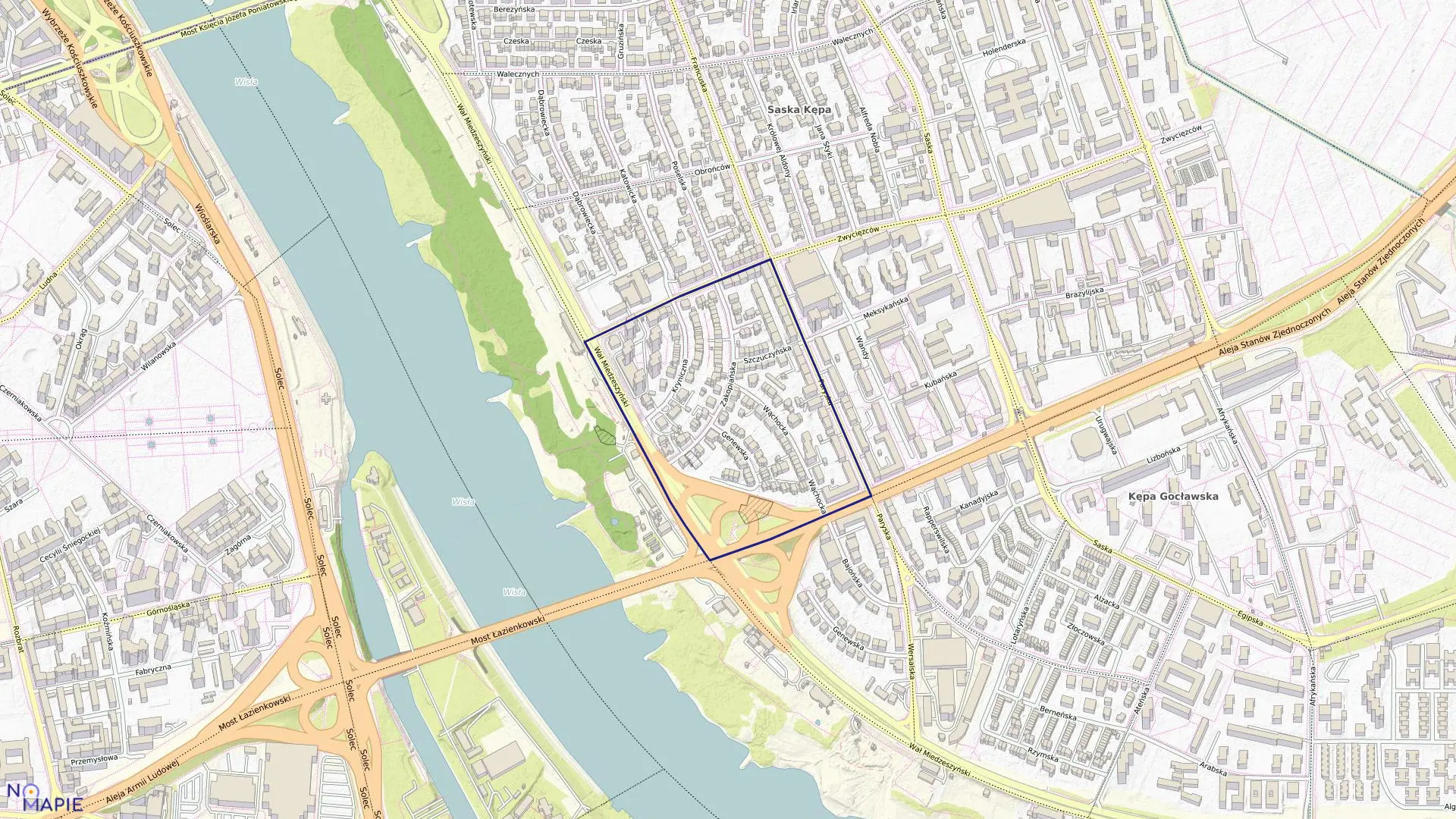 Mapa obrębu 3-01-12 w mieście Warszawa