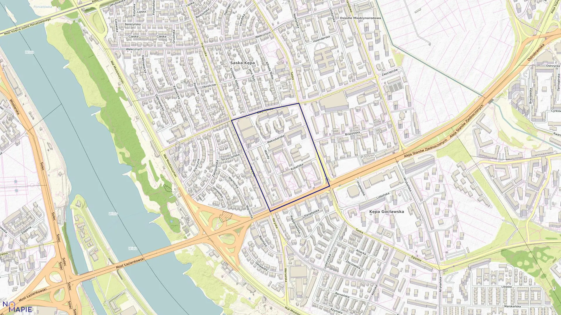 Mapa obrębu 3-01-13 w mieście Warszawa