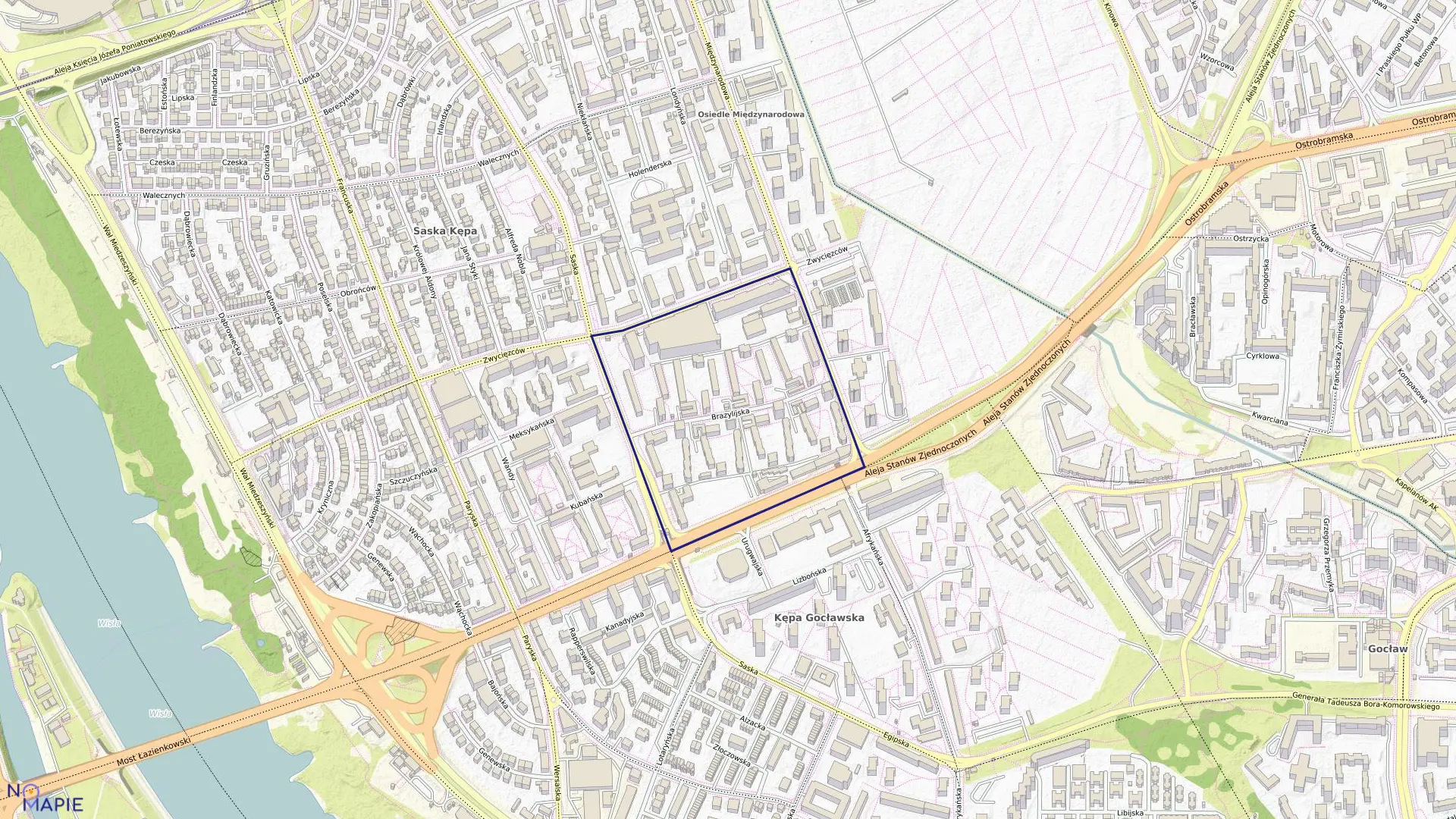 Mapa obrębu 3-01-14 w mieście Warszawa