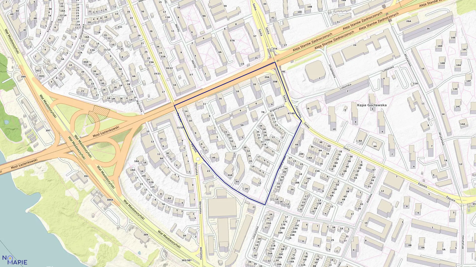 Mapa obrębu 3-01-16 w mieście Warszawa