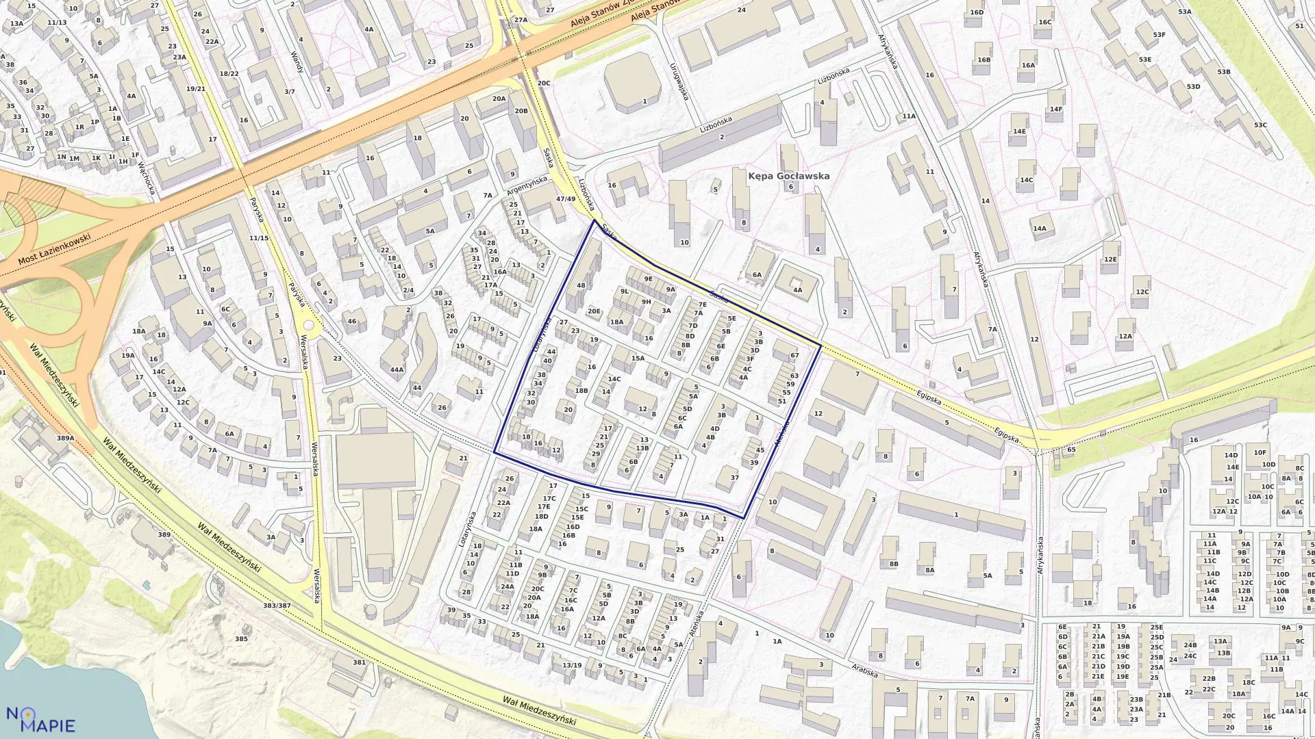 Mapa obrębu 3-01-19 w mieście Warszawa