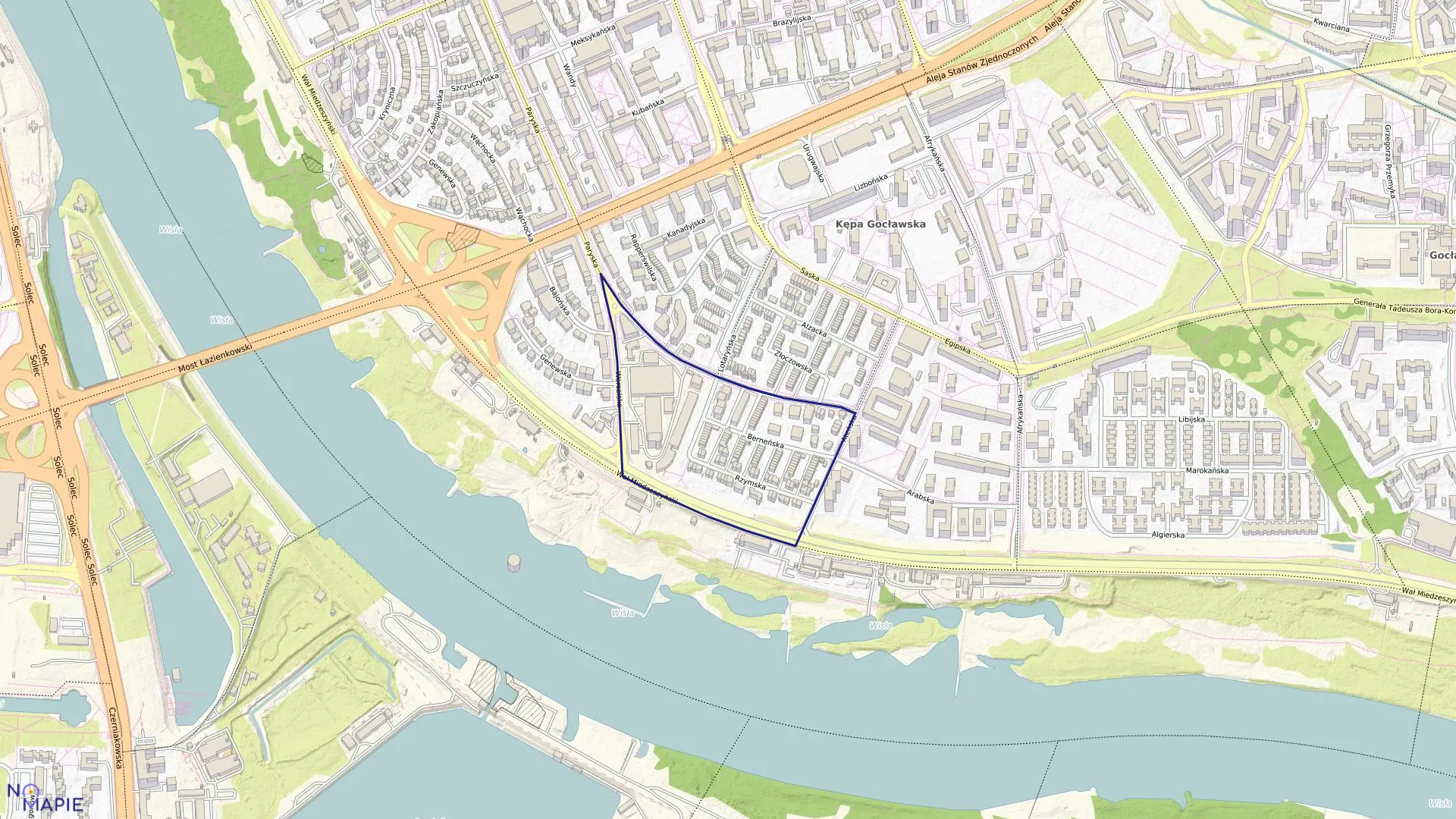 Mapa obrębu 3-01-22 w mieście Warszawa