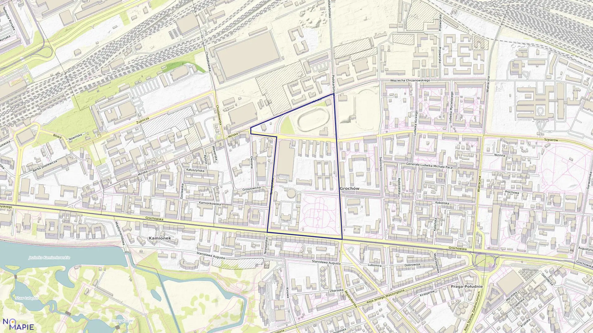 Mapa obrębu 3-02-08 w mieście Warszawa