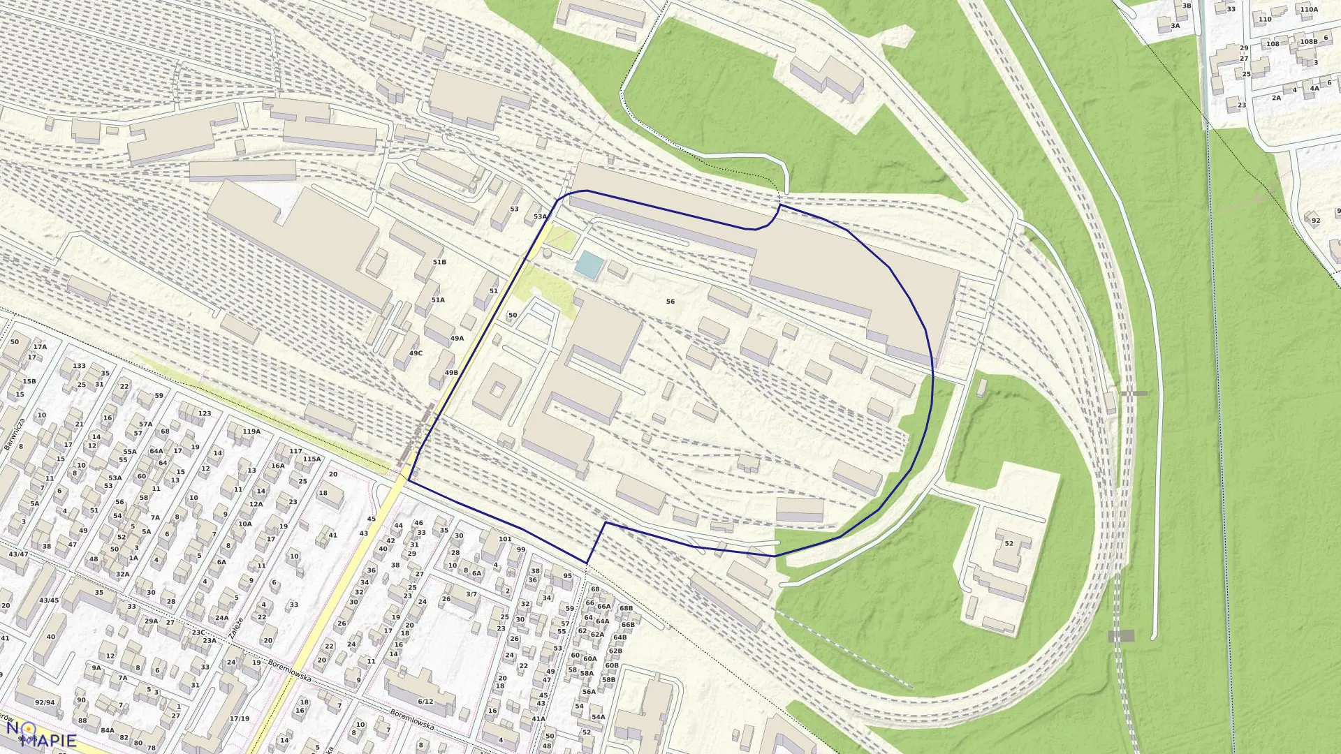 Mapa obrębu 3-03-07 w mieście Warszawa