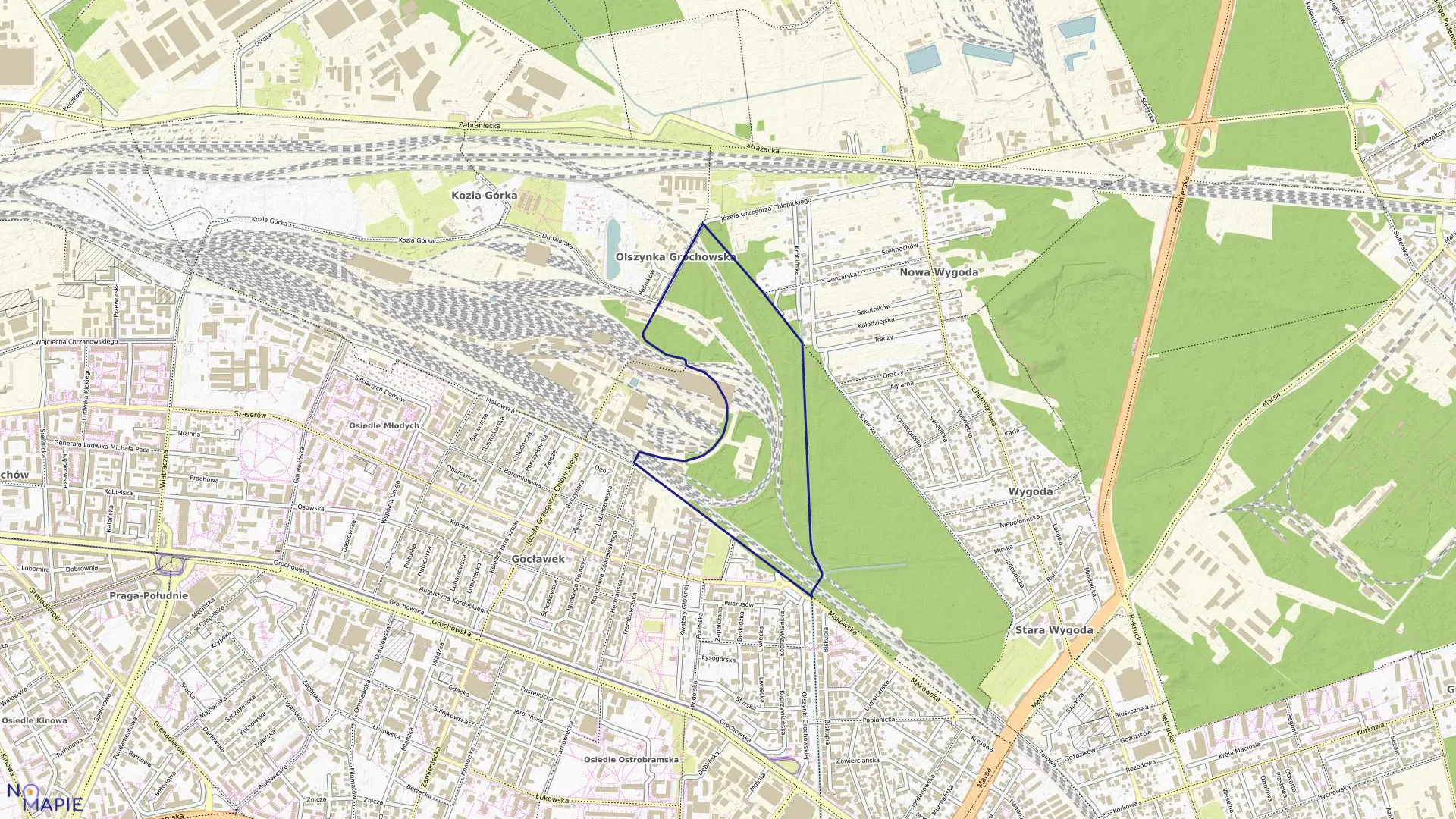 Mapa obrębu 3-03-08 w mieście Warszawa