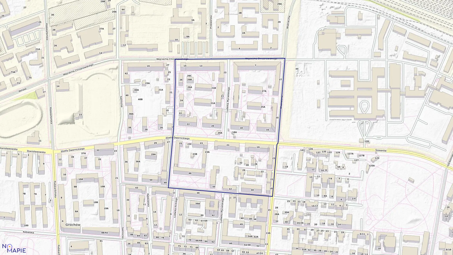 Mapa obrębu 3-04-02 w mieście Warszawa