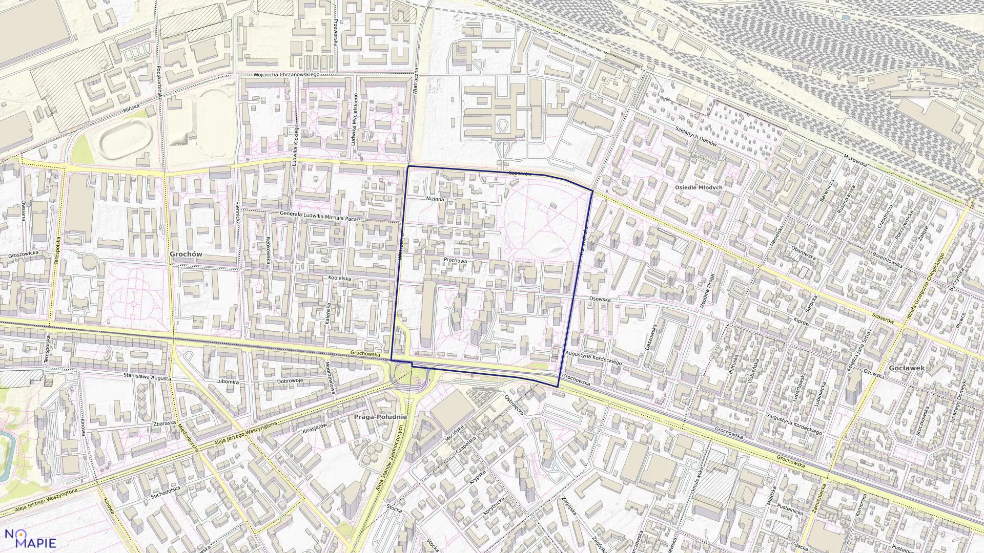 Mapa obrębu 3-04-07 w mieście Warszawa