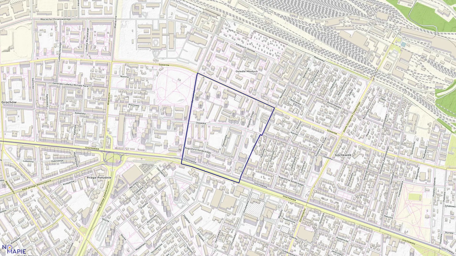 Mapa obrębu 3-04-08 w mieście Warszawa