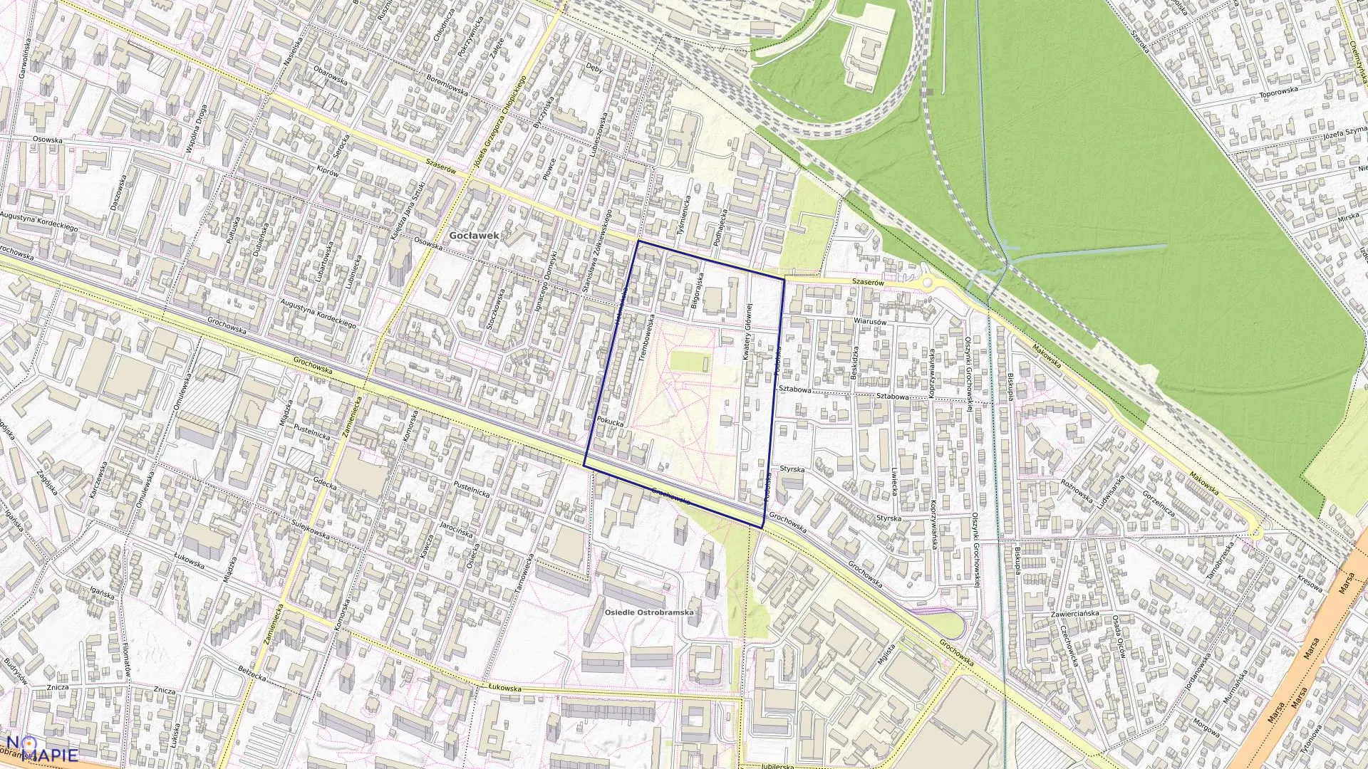 Mapa obrębu 3-04-14 w mieście Warszawa